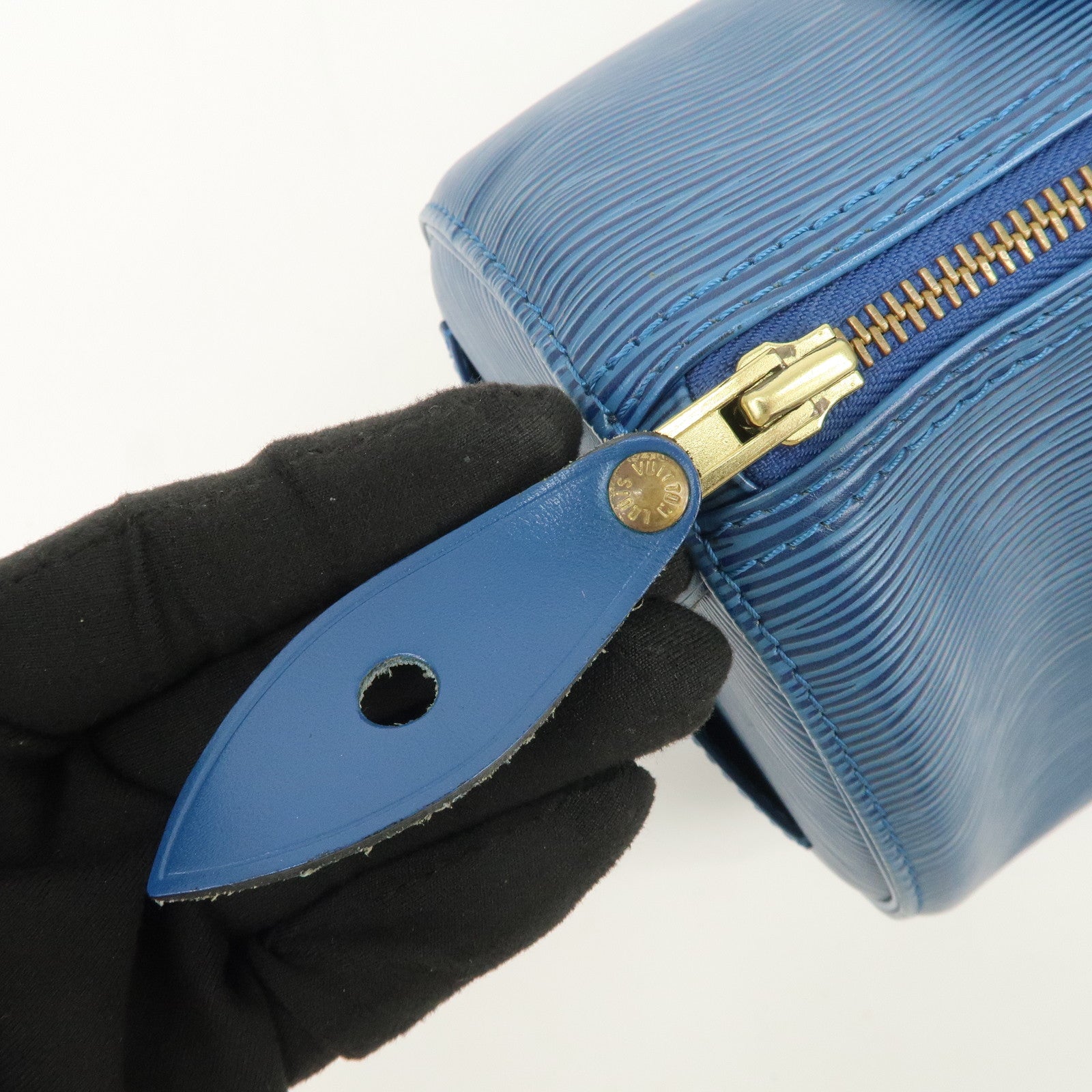 Louis Vuitton Epi Speedy 25 Hand Bag Boston Bag Toledo Blue M43015