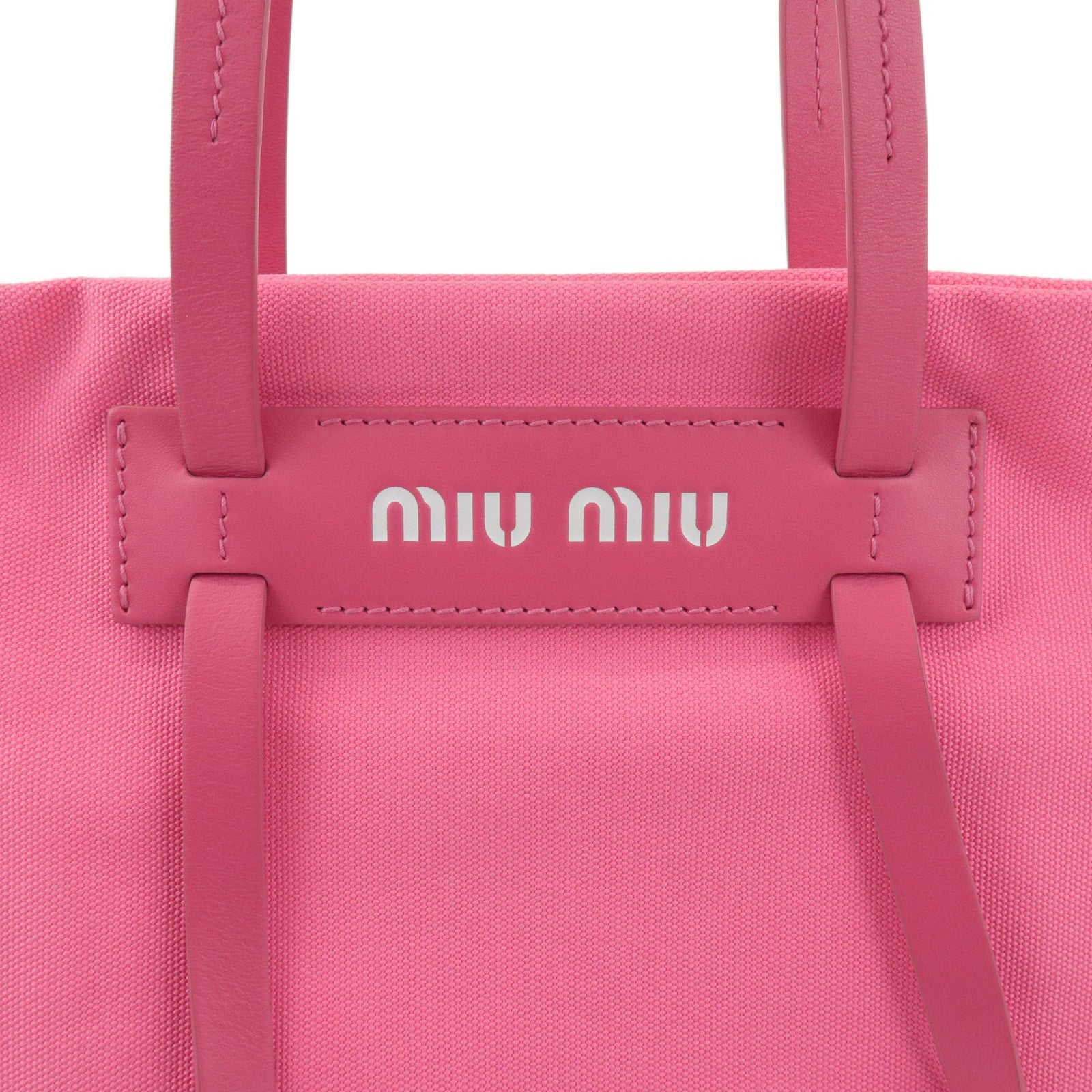 MIU MIU Canvas Leather Tote Bag Shoulder Bag Pink 5BG116