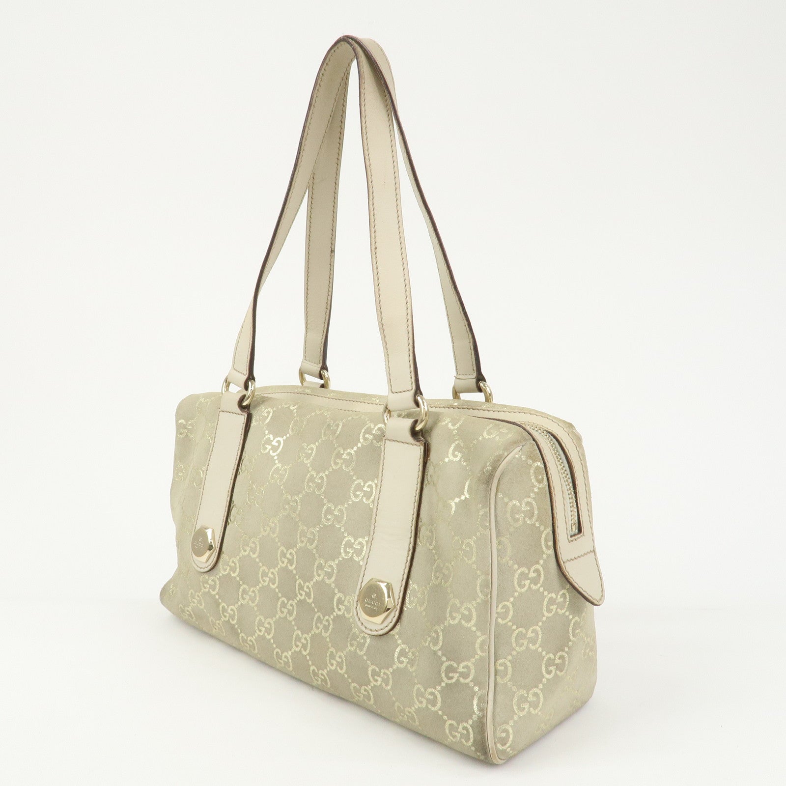 GUCCI GG Monogram Suede Leather Mini Boston Bag Shoulder Bag 152457