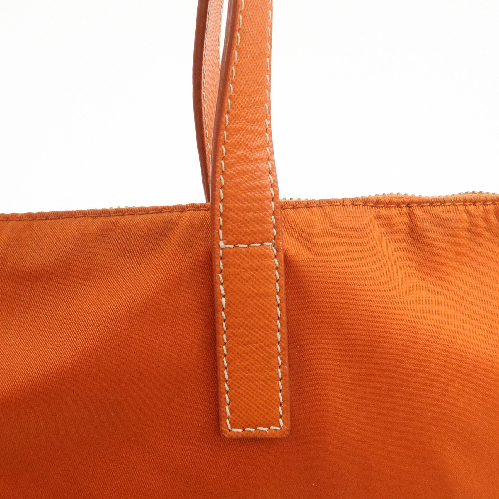 PRADA Nylon Saffiano Leather Tote Bag Hand Bag Orange