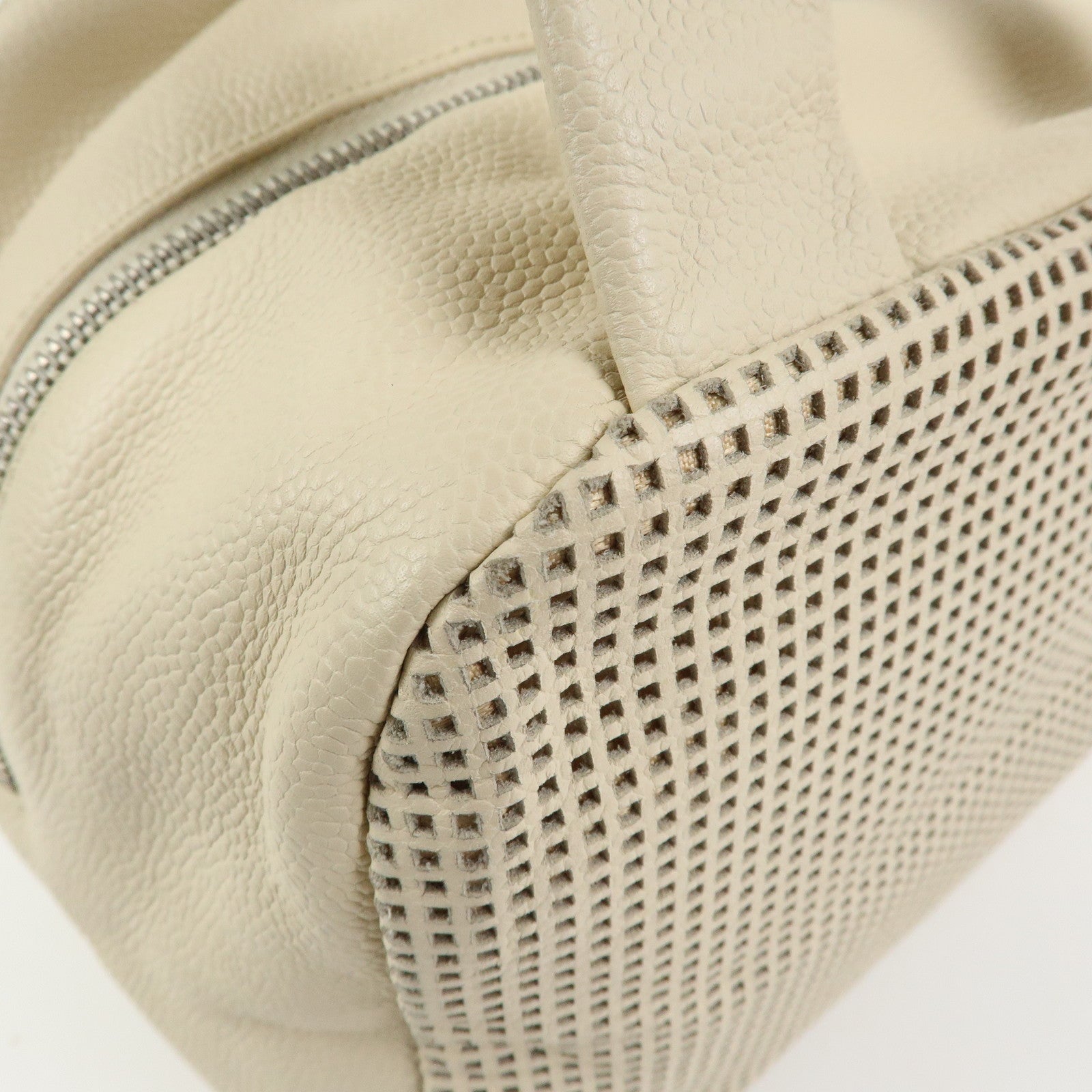 CHANEL COCO Mark Caviarskin Hand Bag Cosmetic Pouch Ivory