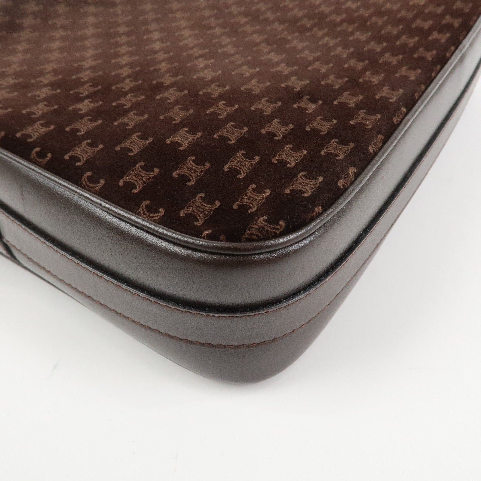 CELINE Macadam Suede Leather Shoulder Bag Crossbody Bag Brown