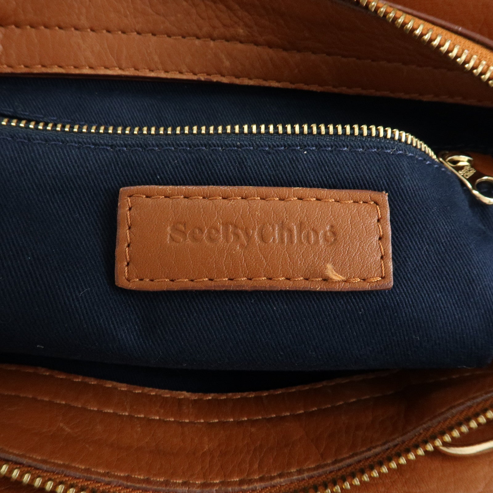 Chloe See by Chloe Page Leather 2Way Bag Hand Bag Brown