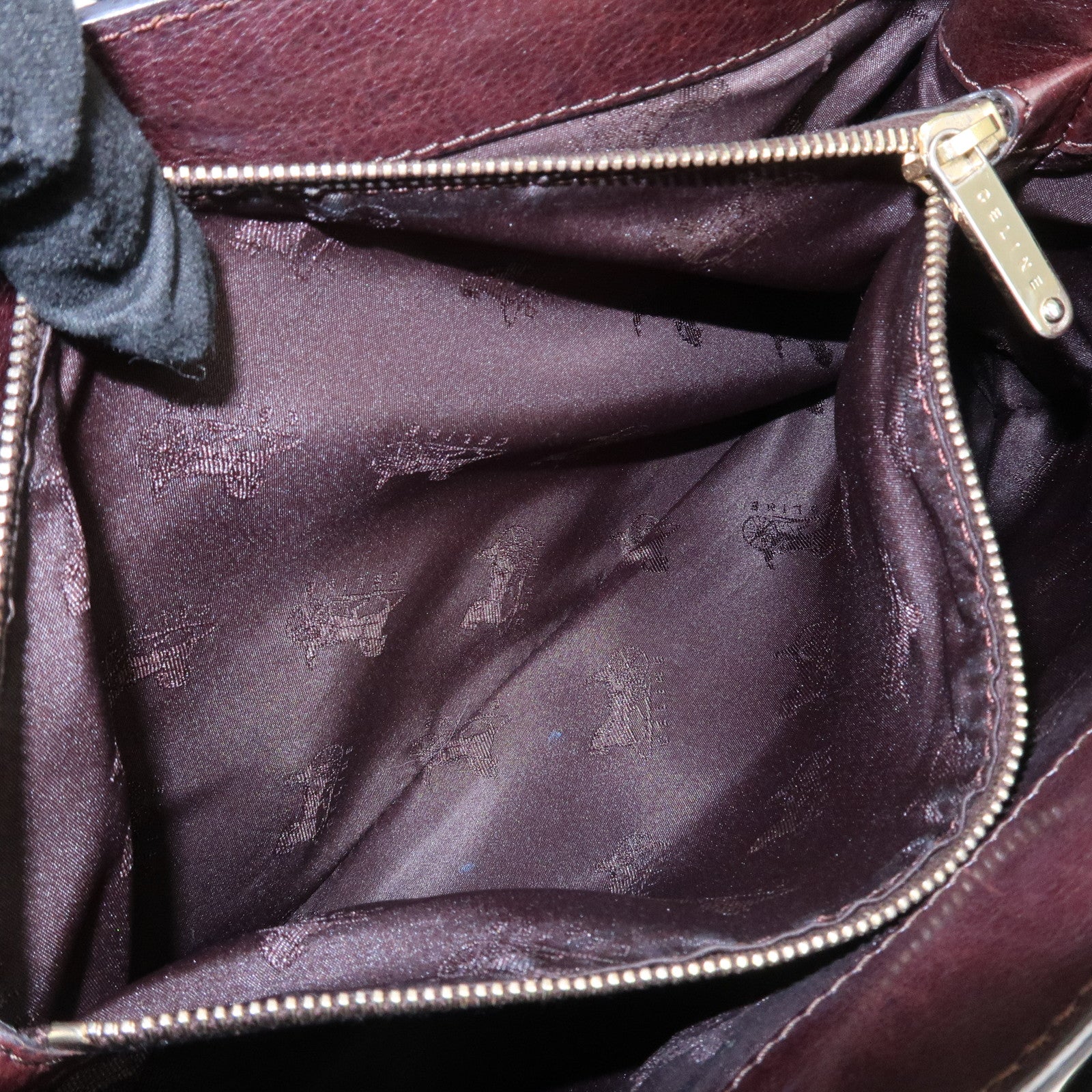 CELINE Logo Leather Boogie Bag Hand Bag Tote Bag Brown