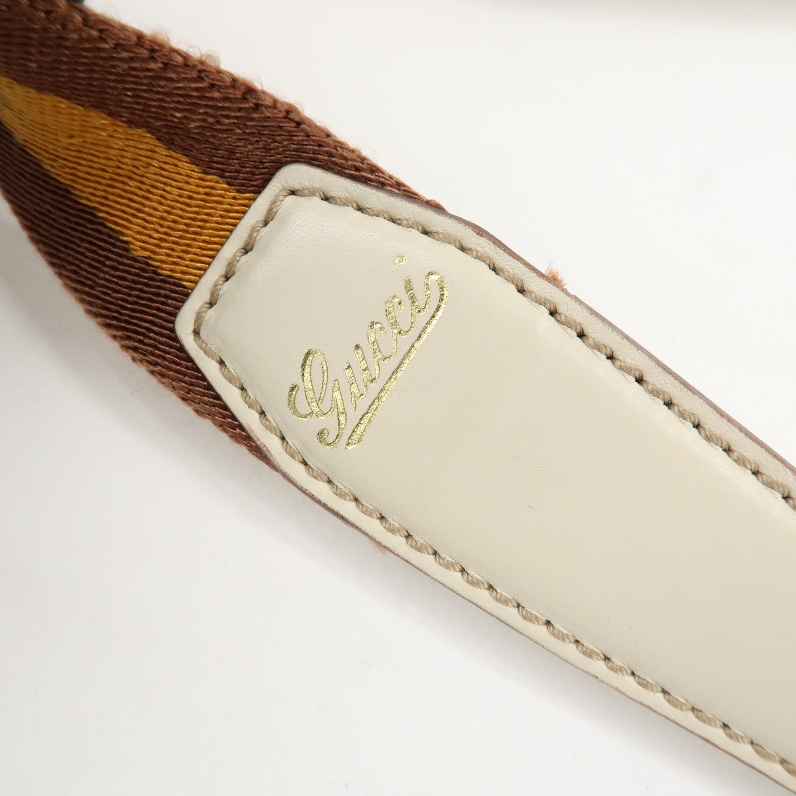 GUCCI Sherry Leather Shoulder Bag Ivory Used