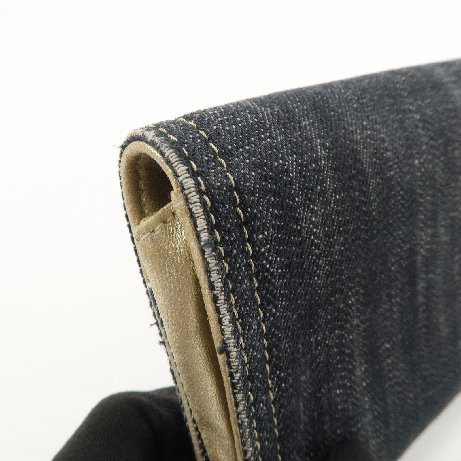 CHANEL COCO Mark Denim Bi-fold Compact Wallet Blue A31991