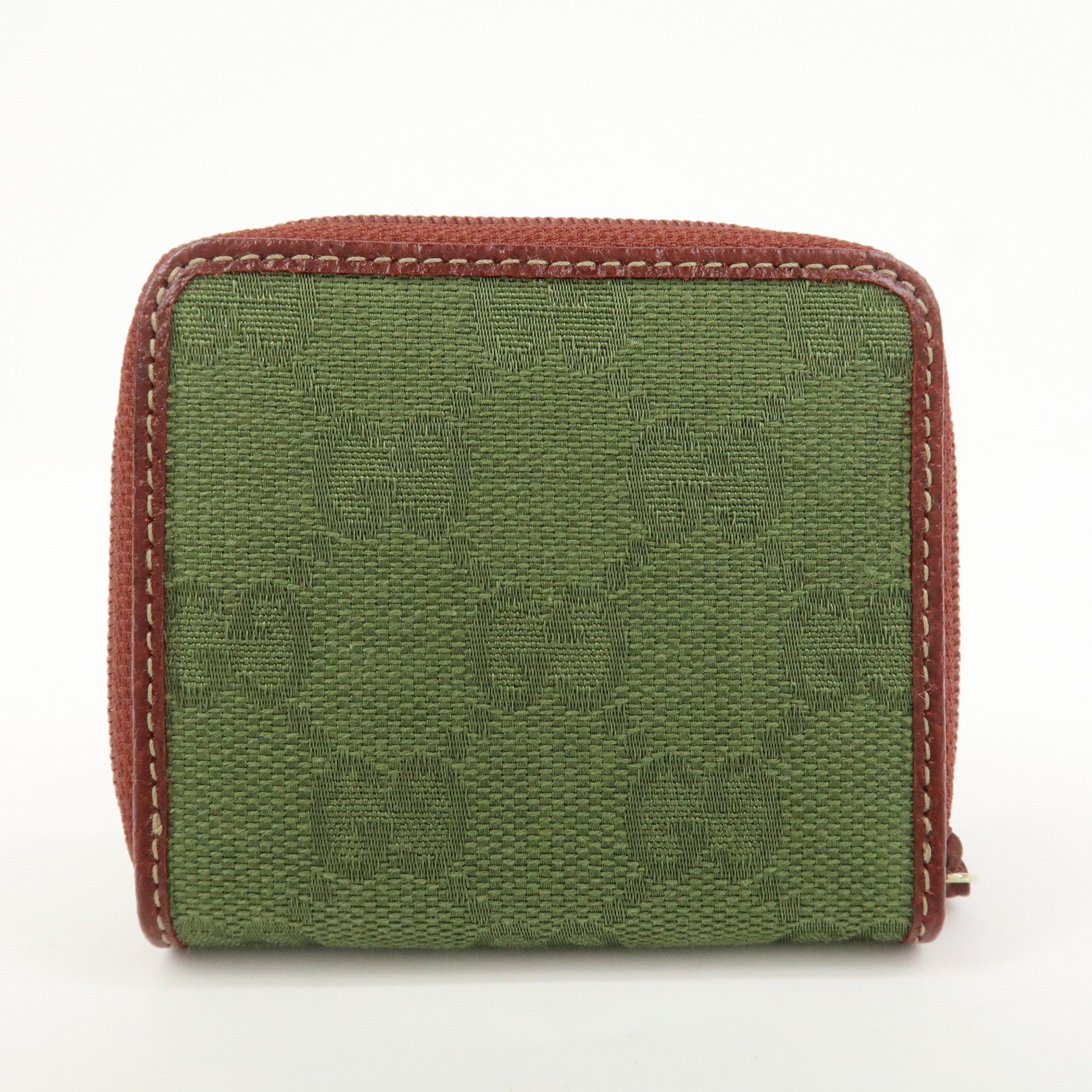 GUCCI GG Canvas Leather Coin Case Coin Purse Green 115255