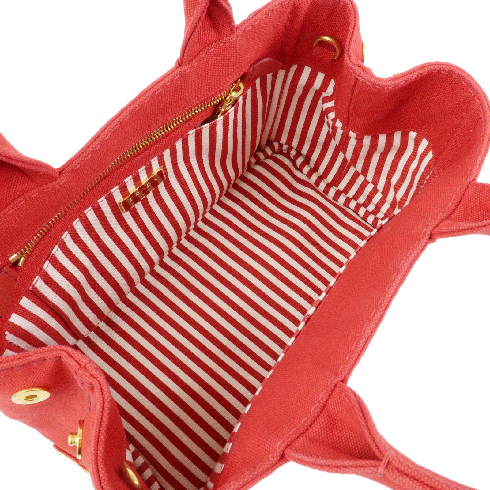 PRADA Canapa Mini Triangle Logo Canvas 2Way Bag Hand Bag Red 1BG439