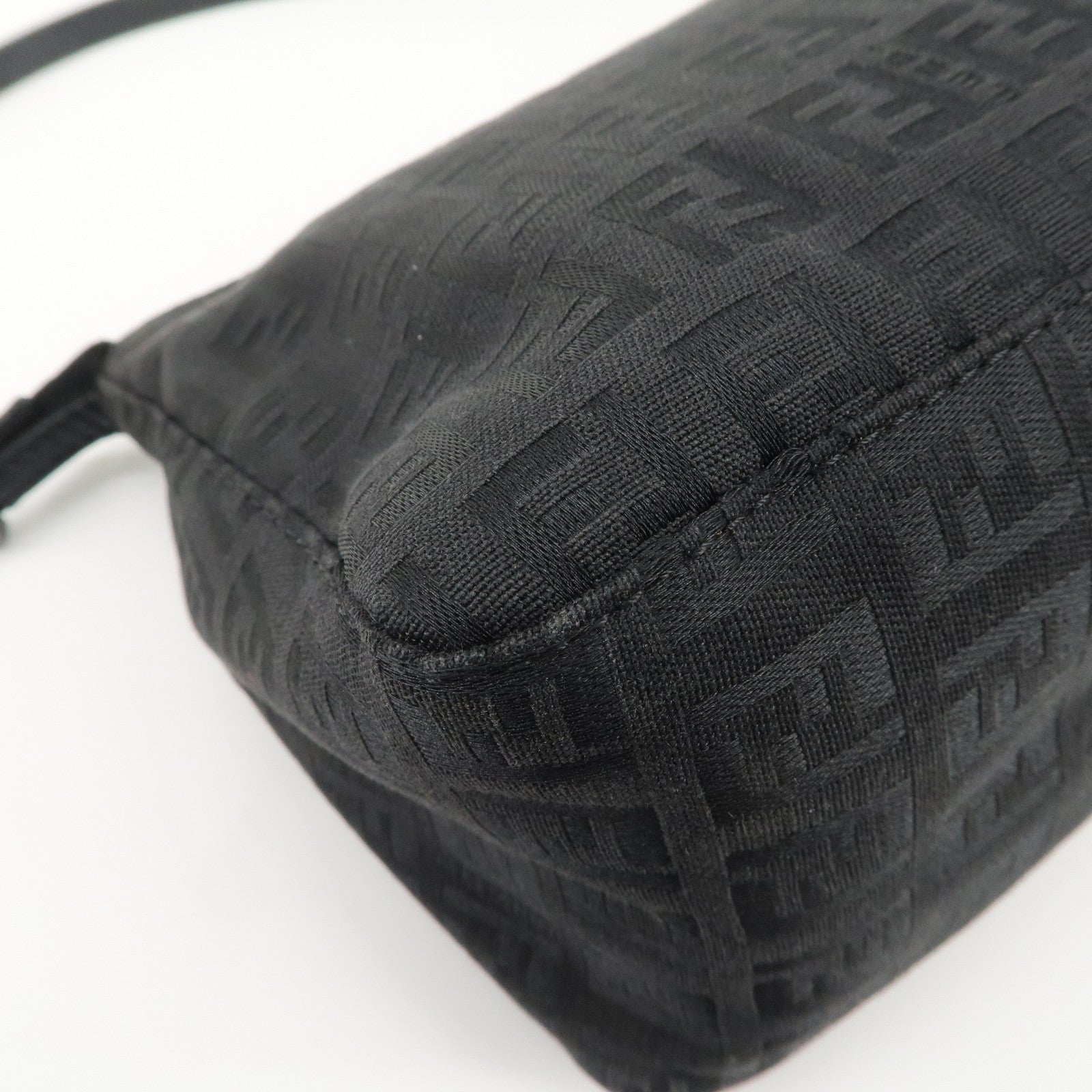 FENDI Zucchino Canvas Leather Shoulder Bag Hand Bag Pouch Black