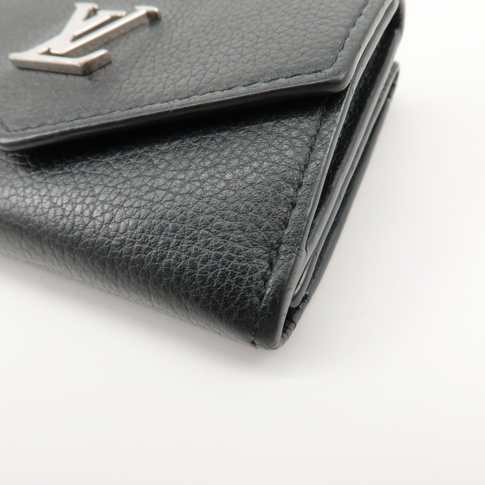 Louis Vuitton Leather Portefeuille Lock Mini Compact Wallet M63921 Used