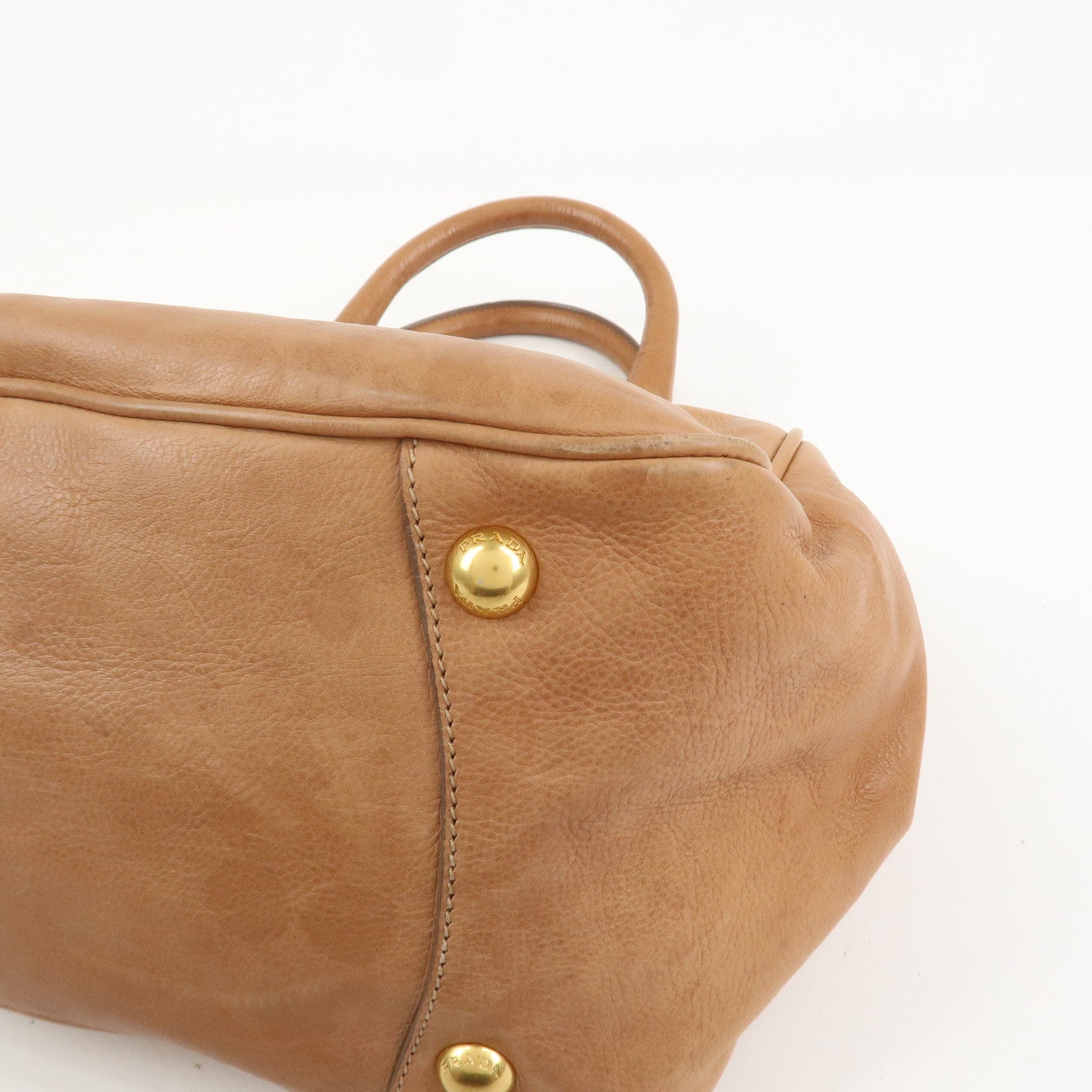 PRADA Ribbon Leather 2WAY Bag Hand Bag Shoulder Bag Brown BN2245