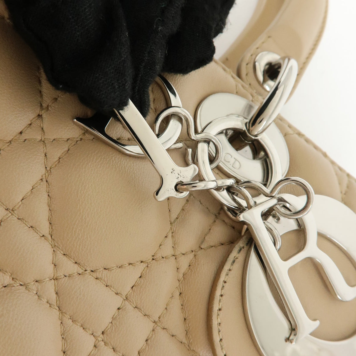 Christian Dior Cannage Lady Dior Leather 2Way Bag Hand Bag Beige