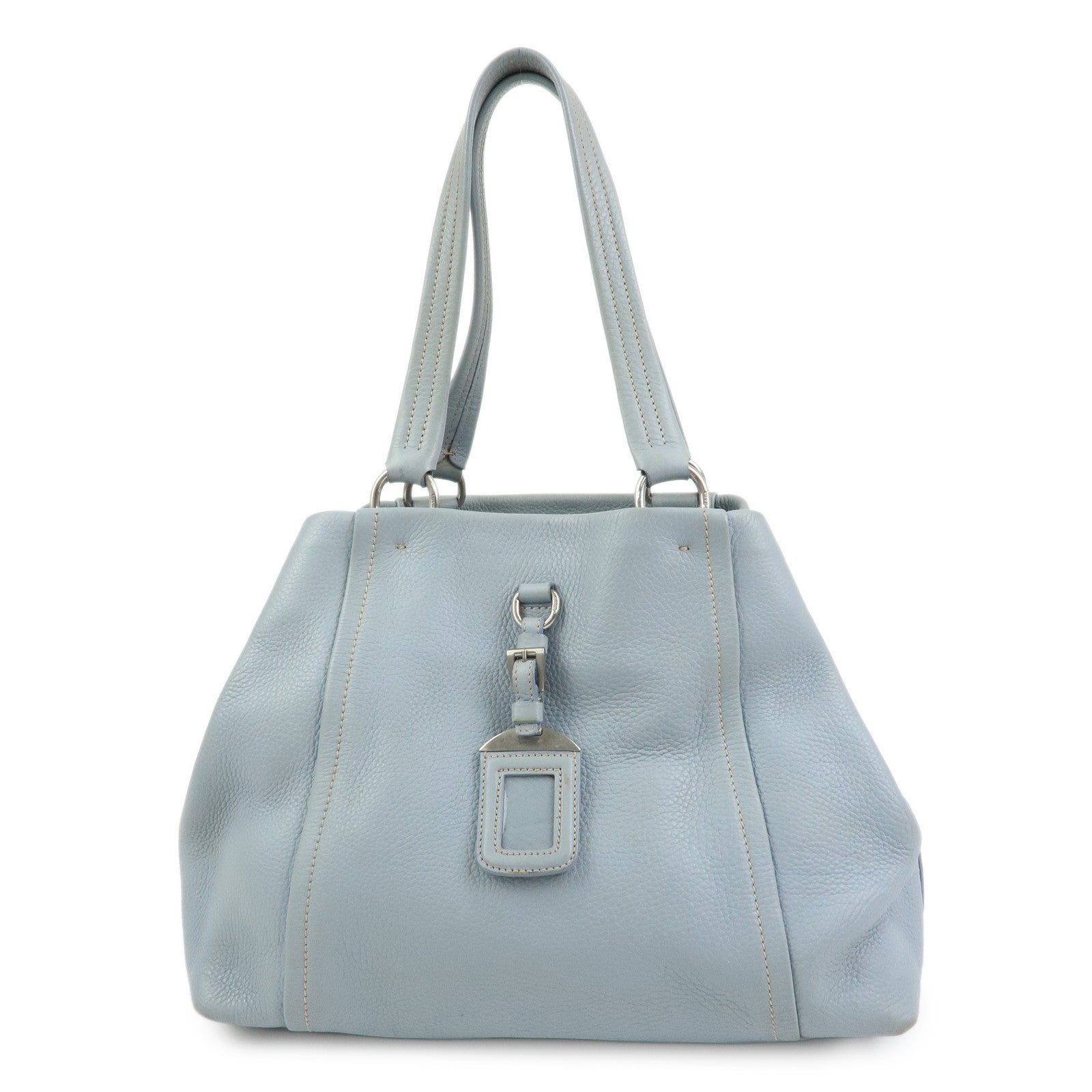 PRADA Vitello Daino Leather Tote Bag Hand Bag Light Blue BR2252
