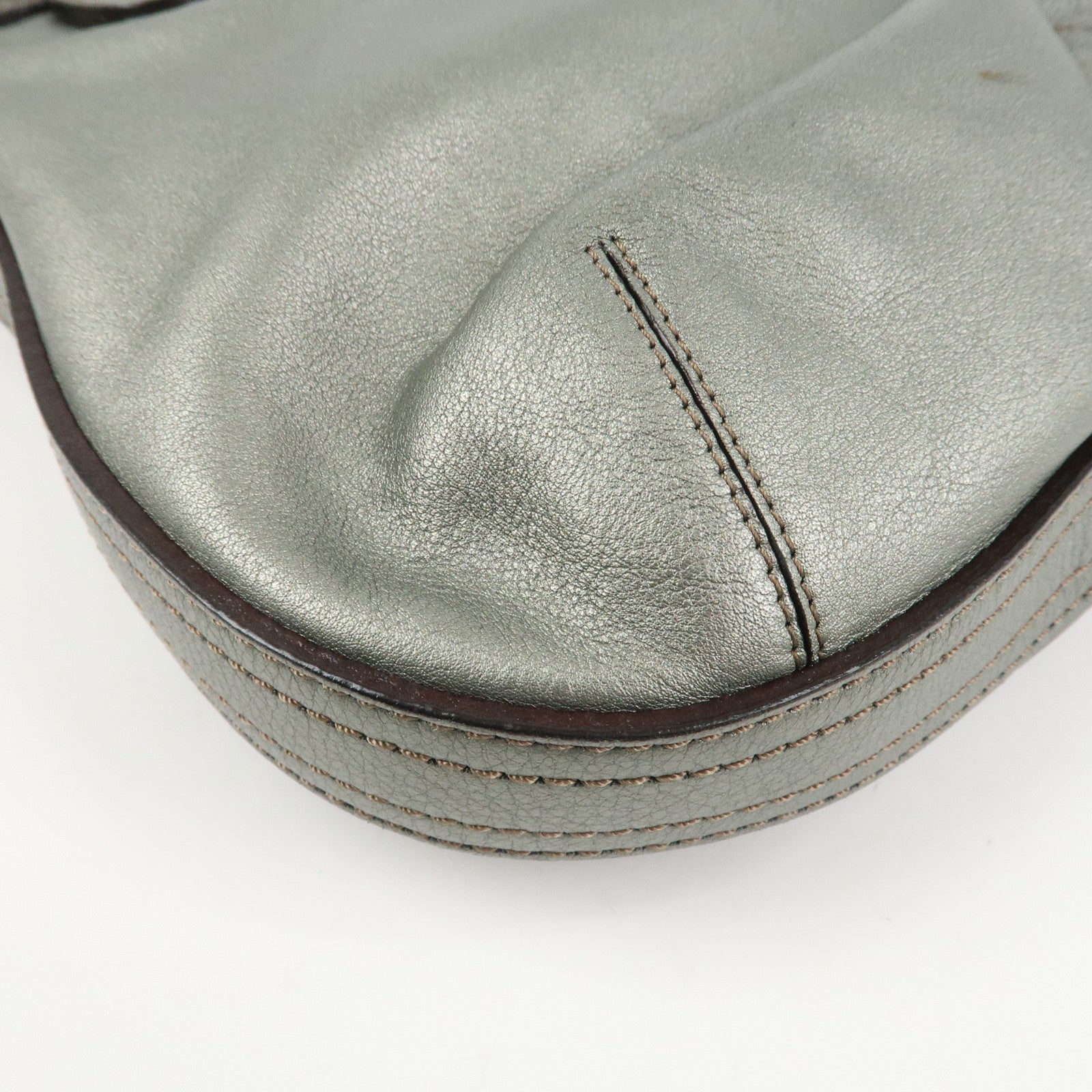 LOEWE Leather 2WAY Bag Shoulder Bag Hand Bag Metallic Gray