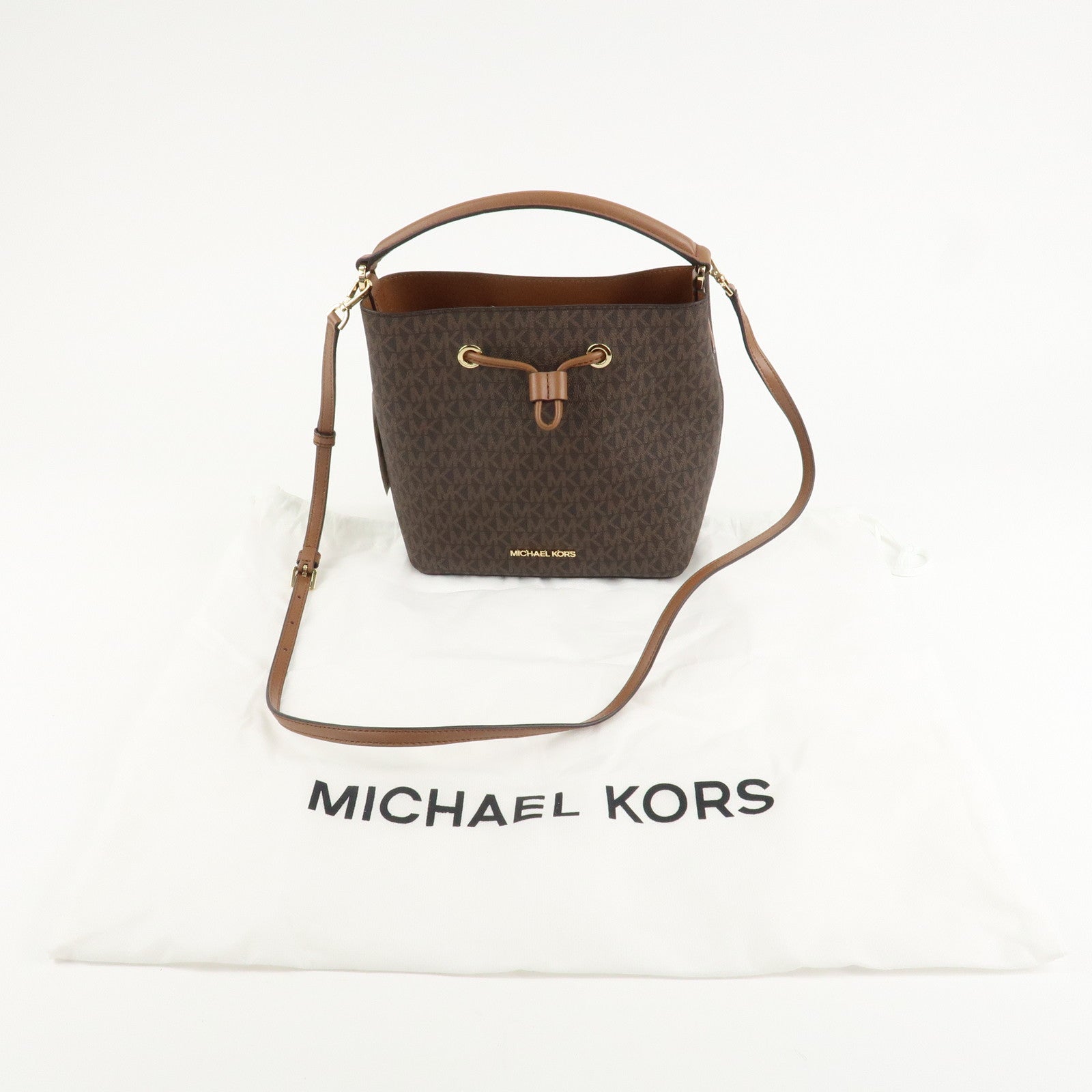 MICHAEL KORS PVC 2Way Leather Hand Bag Shoulder Bag Brown Gold HDW Used