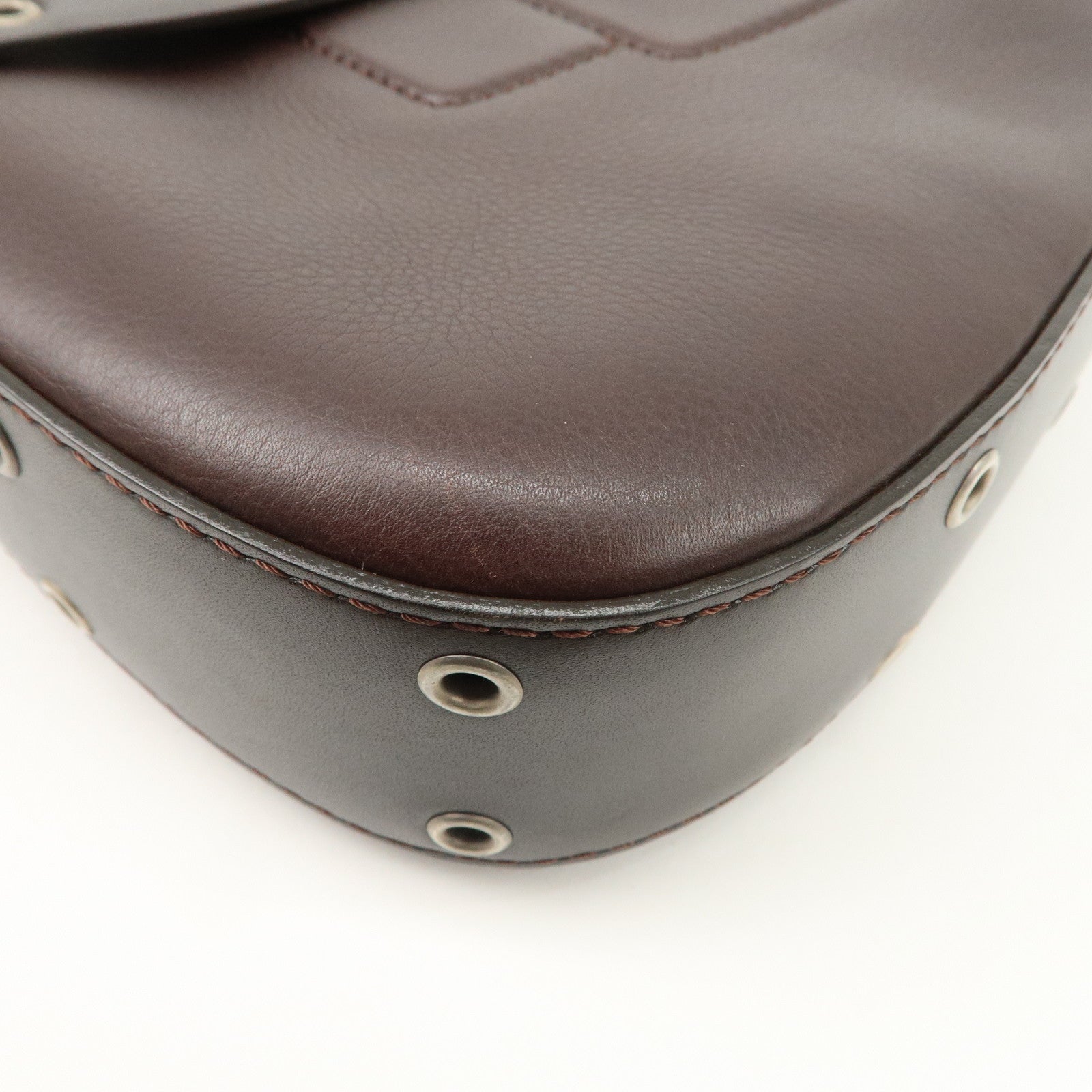 Christian Dior Street Chic Logo Leather Shoulder Bag Hand Bag Brown Used