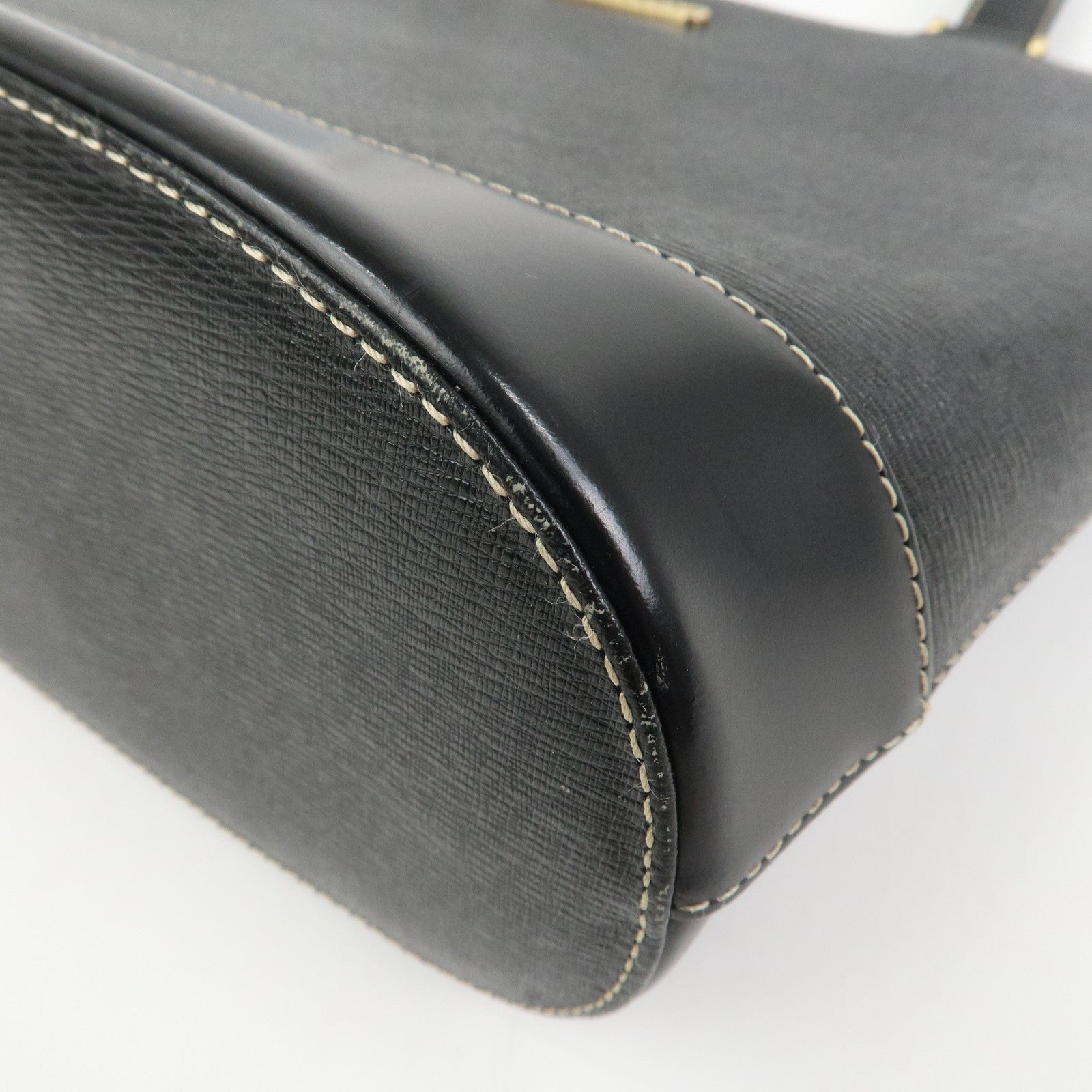 BURBERRY Logo Leather Tote Bag Shoulder Bag Hand Bag Black