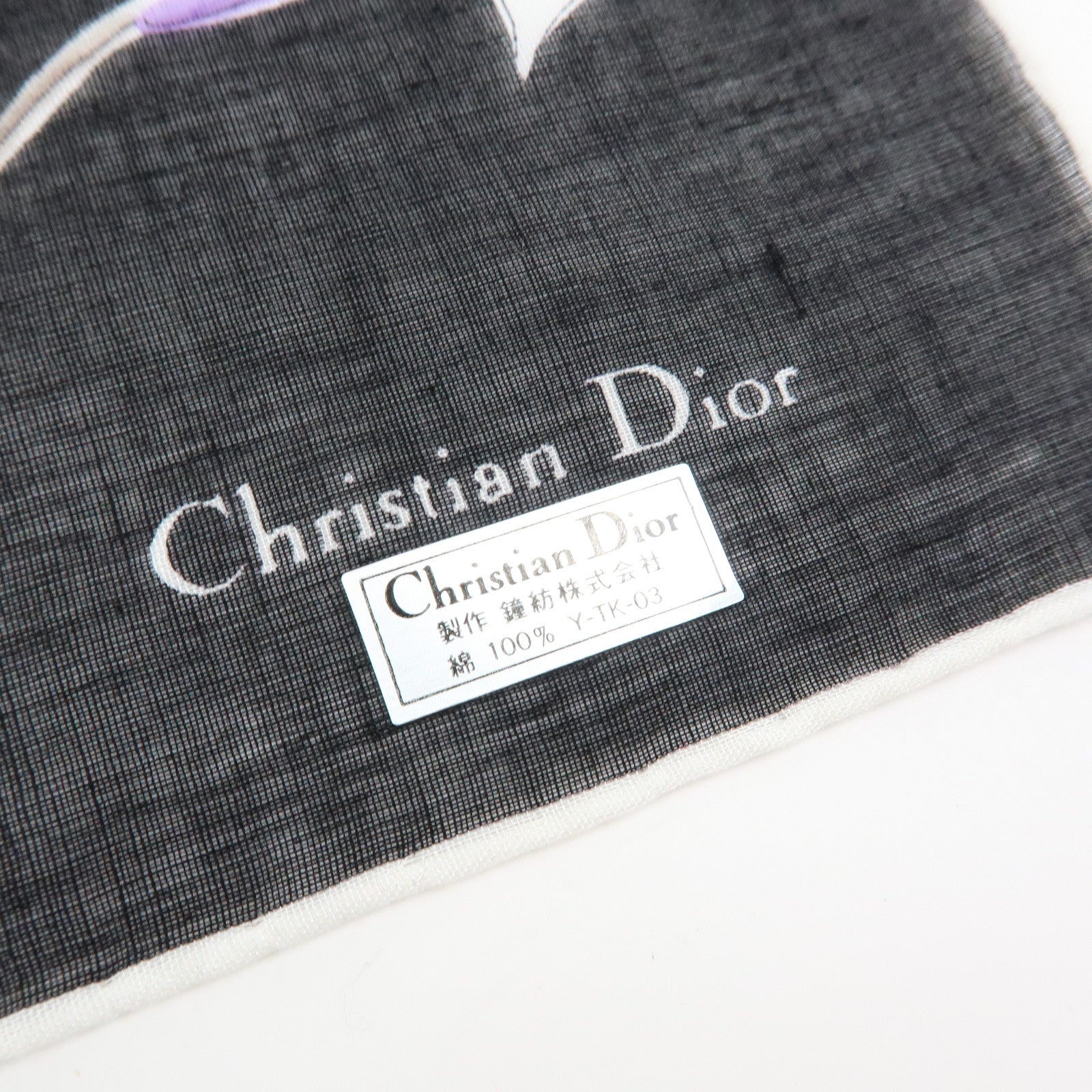 Christian Dior Set of 3 Cotton 100% Scarf Flower Print Navy Black
