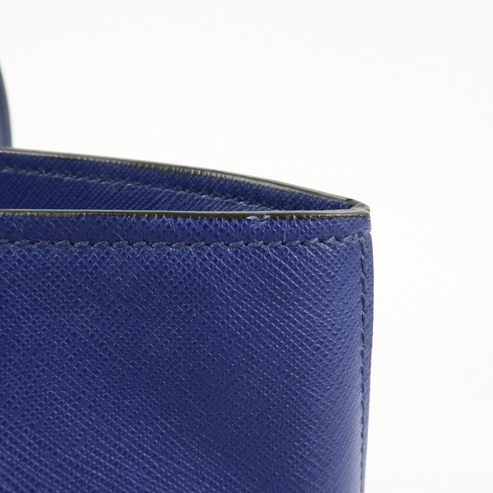 PRADA Triangle Logo Saffiano Leather Tote Shoulder Bag Blue 1BG133