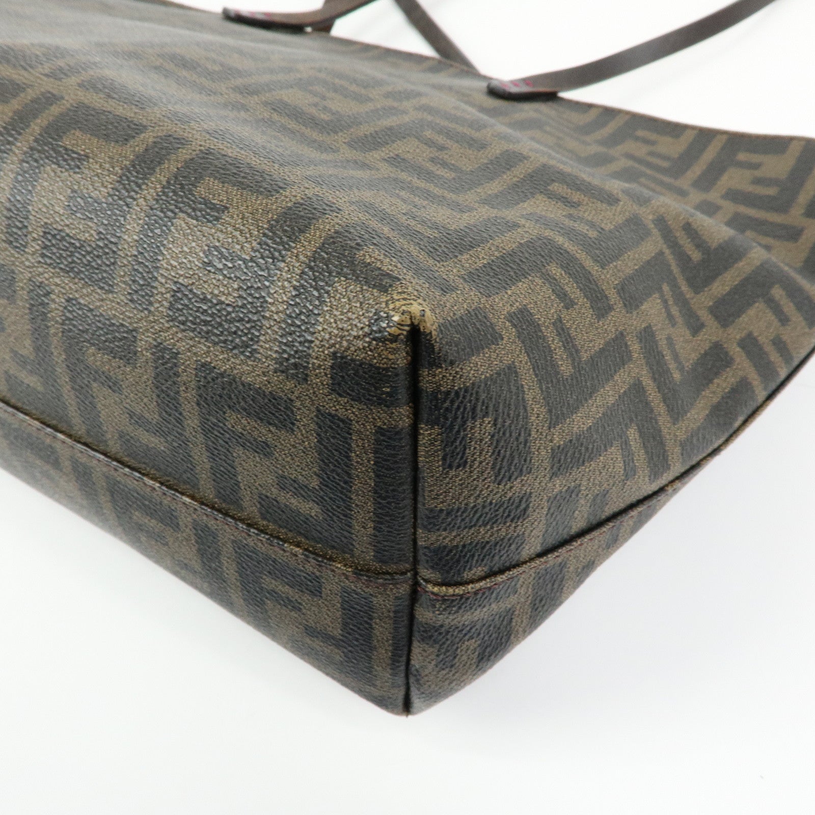 FENDI Zucca PVC Leather Tote Bag Shoulder Bag Brown Black 8BH198