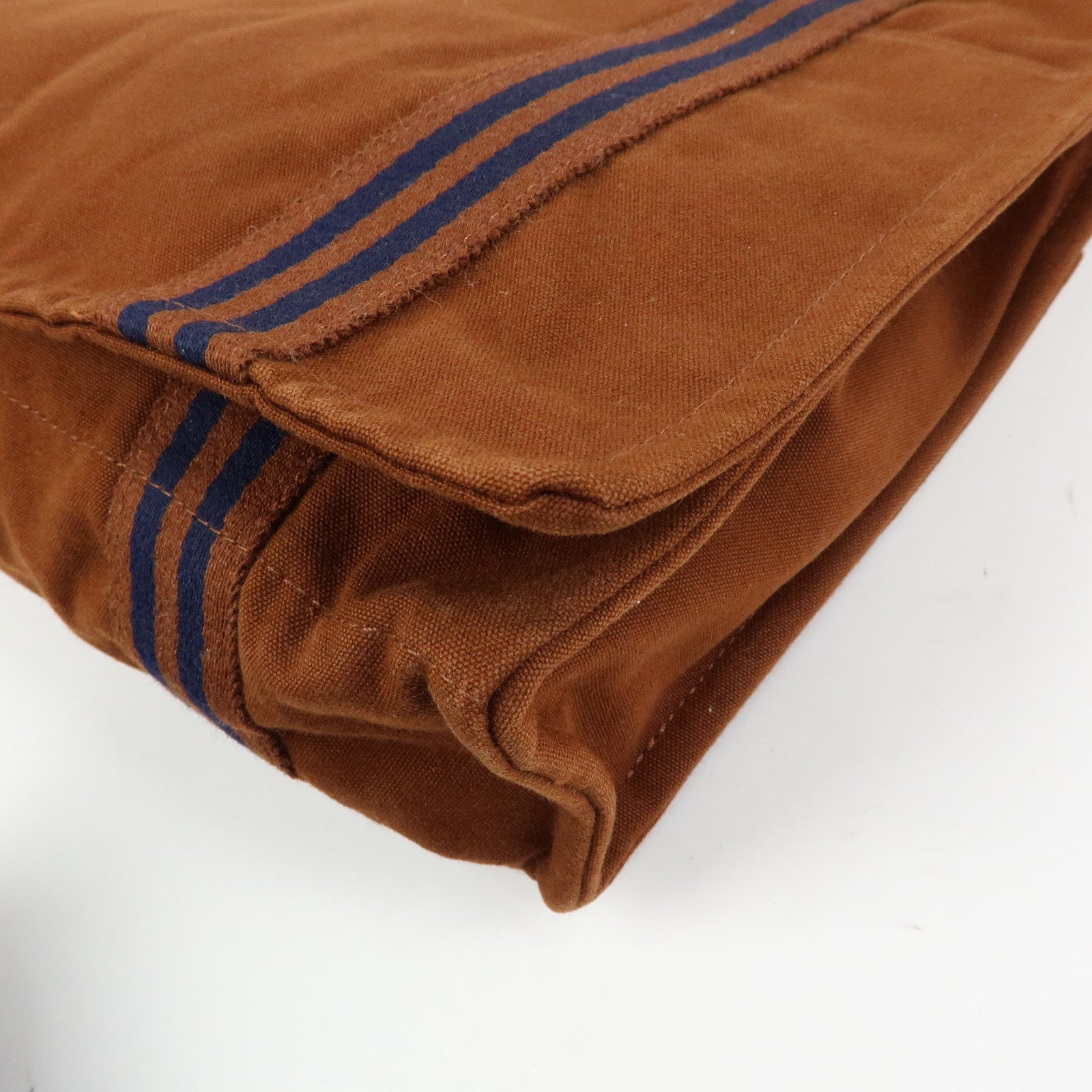 HERMES Basas MM Fourre Toute Cotton Canvas Shoulder Bag Brown