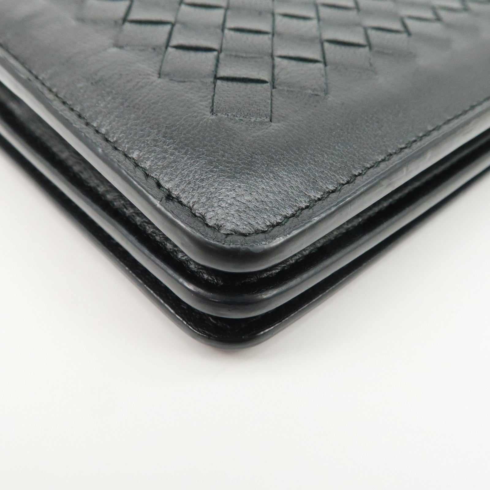 BOTTEGA VENETA Intrecciato Leather Chain Wallet Black