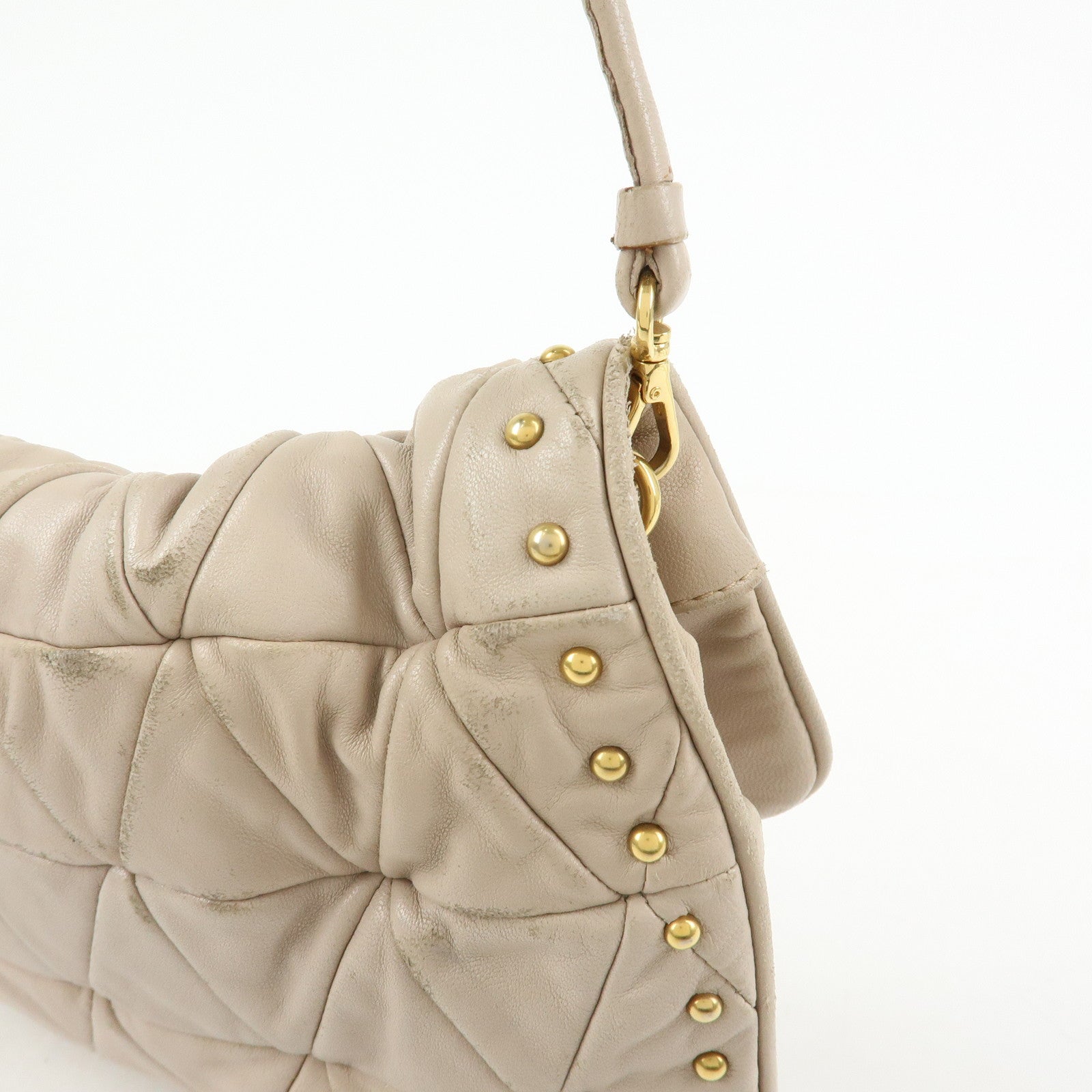 MIU MIU Nappa Leather 2Way Bag Hand Bag Shoulder Bag Beige