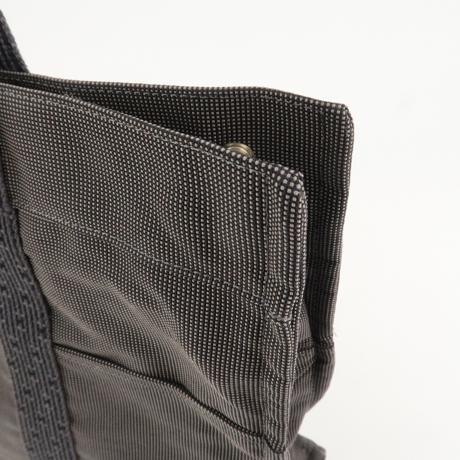 HERMES Herline MM Nylon Canvas Tote Bag Hand Bag Black