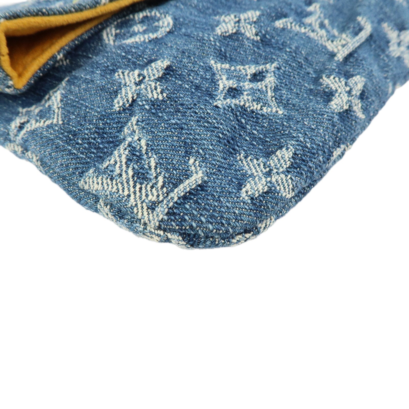 Louis Vuitton Monogram Denim Pochette Plat Pouch Clutch Bag M95007