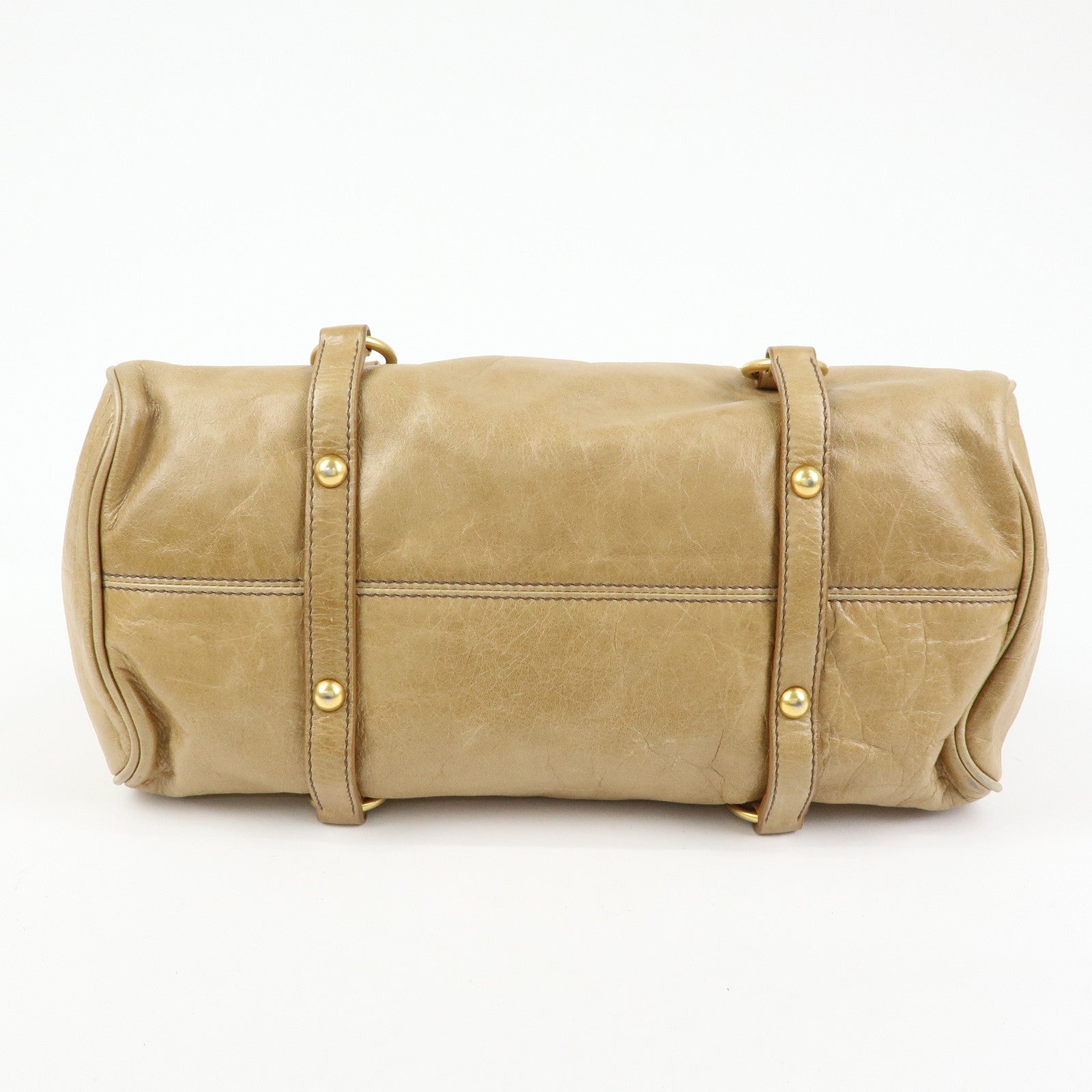 MIU MIU Leather 2Way Bag Hand Bag Shoulder Bag Beige RT0438