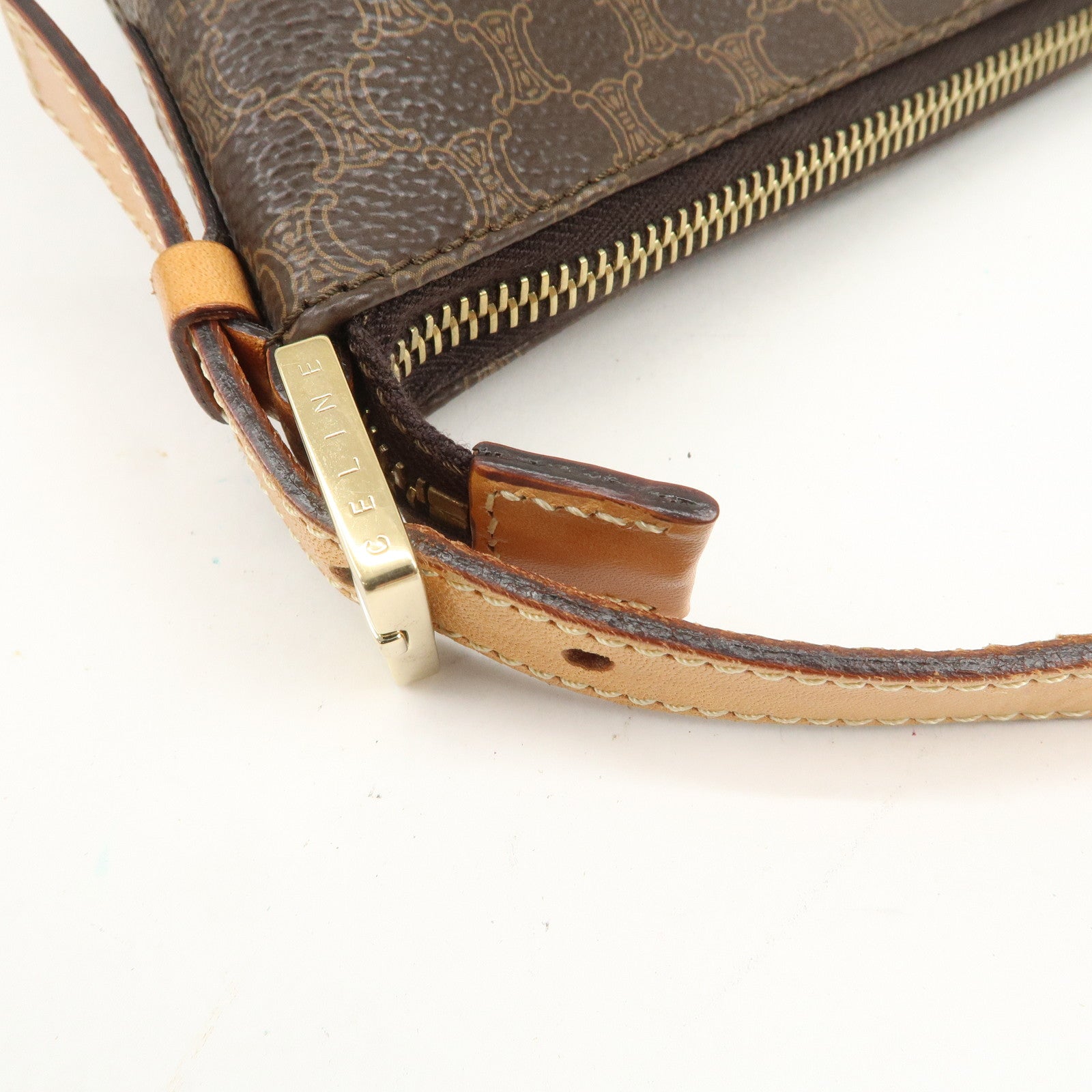CELINE Macadam PVC Leather Shoulder Bag Brown