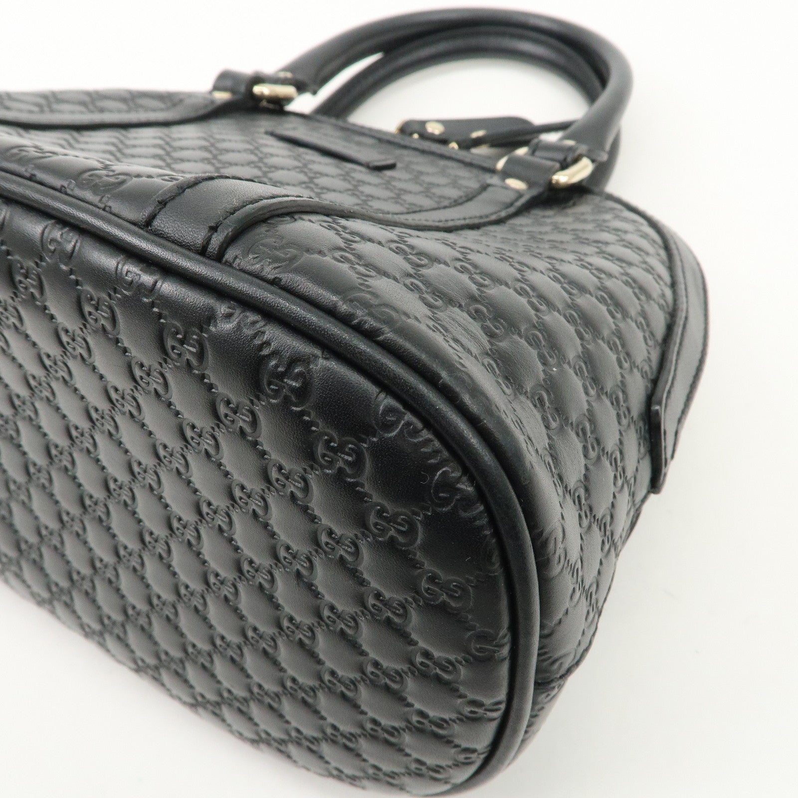 GUCCI Micro Guccissima Leather 2 Way Hand Bag Black 449654 Used