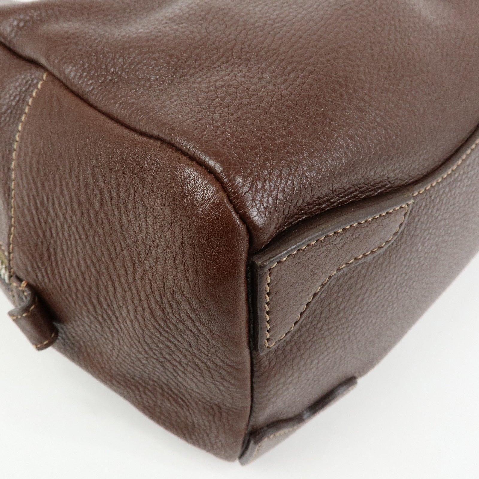 PRADA Vitello Daino Leather Boston Bag Hand Bag Brown BR3090
