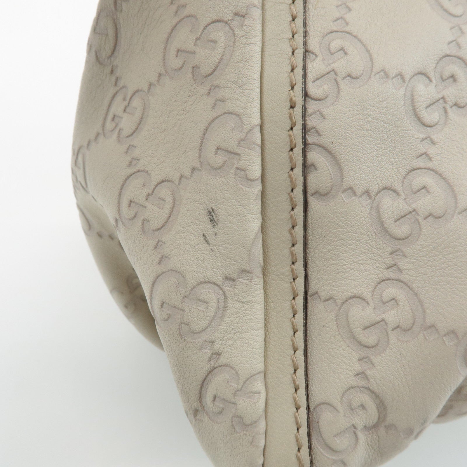 GUCCI Abbey Guccissima Leather Shoulder Bag Hand Bag Ivory 190525 Used