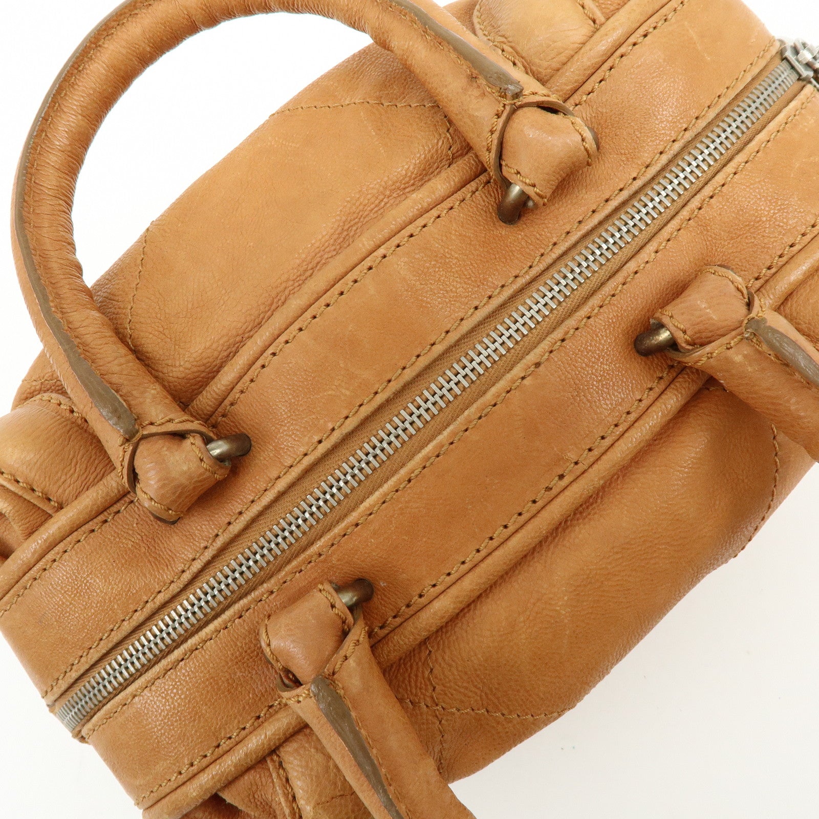 CHANEL COCO Mark Calf Leather Hand Bag Brown