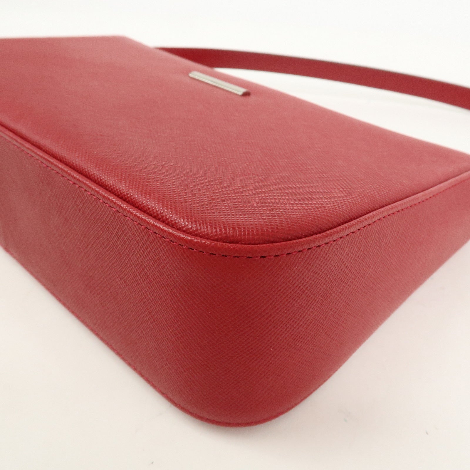 BURBERRY Logo Leather Shoulder Bag Hand Bag Red