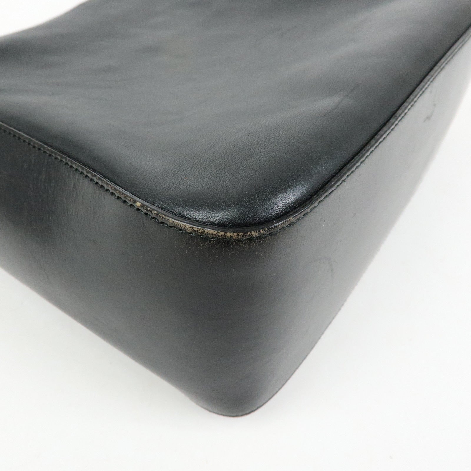 GUCCI Logo Leather Shoulder Bag Hand Bag Black 001.3766
