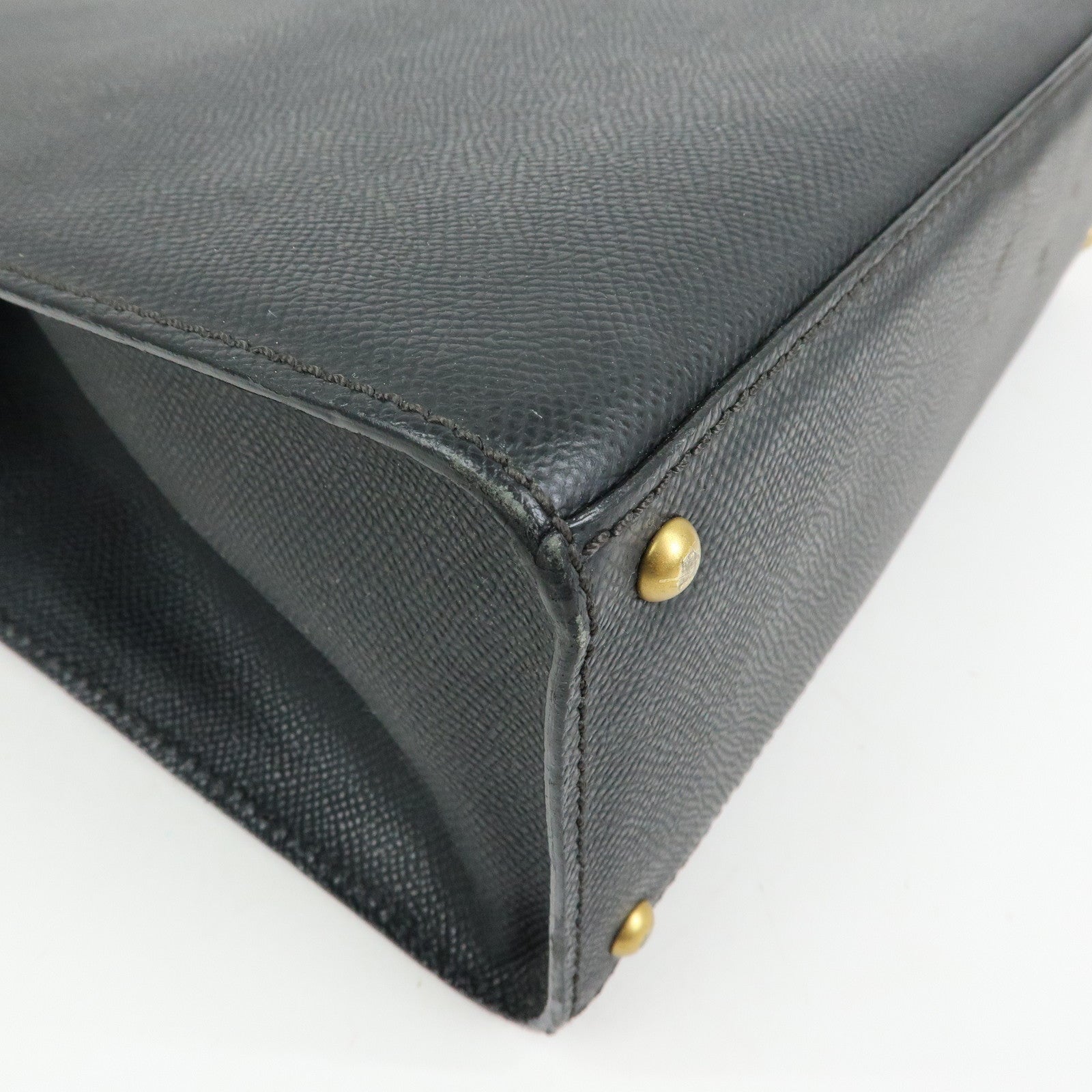 CHANEL Logo Calf Leather Tote Bag Shoulder Bag Hand Bag Black