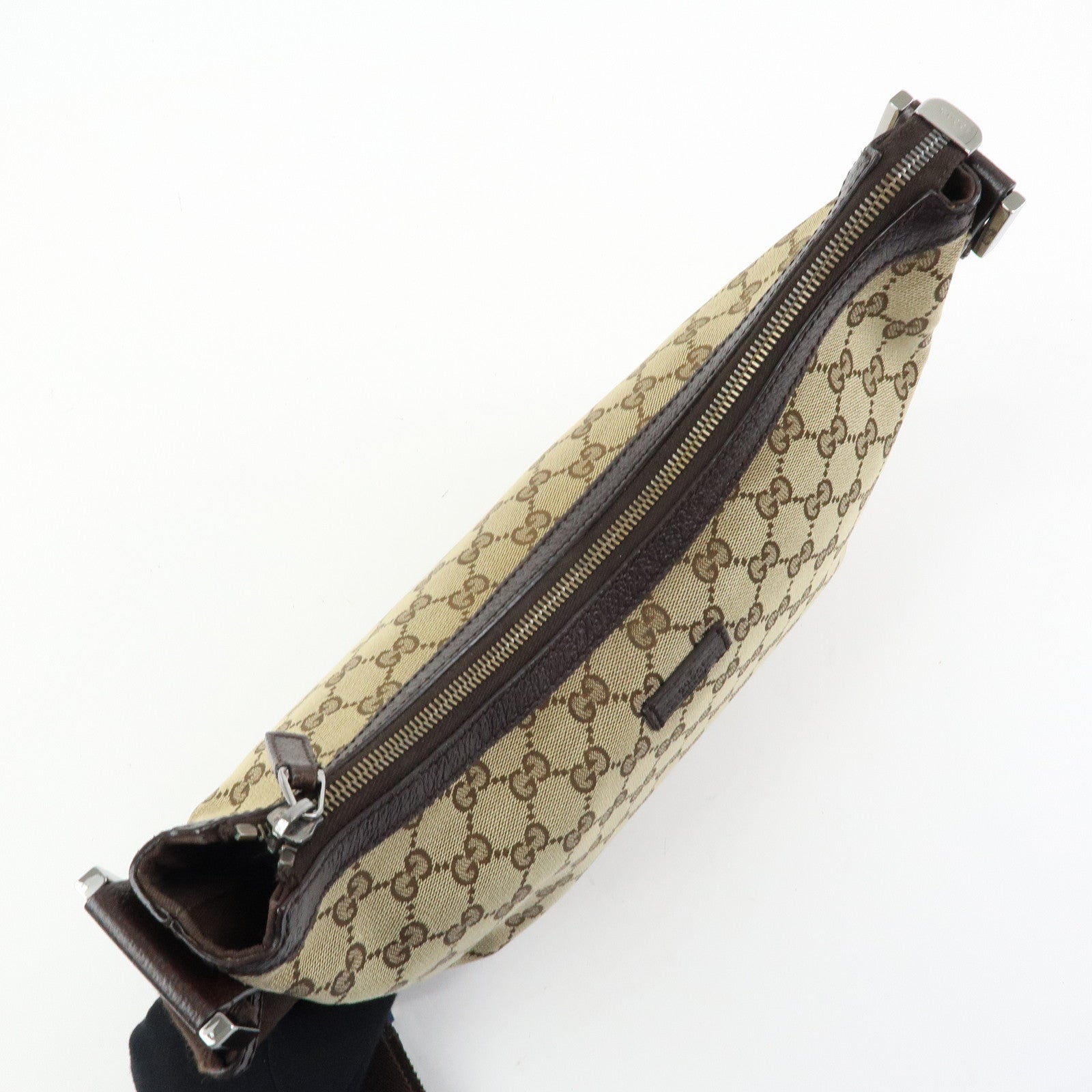 GUCCI GG Canvas Leather Shoulder Bag Crossbody Bag Beige 181092