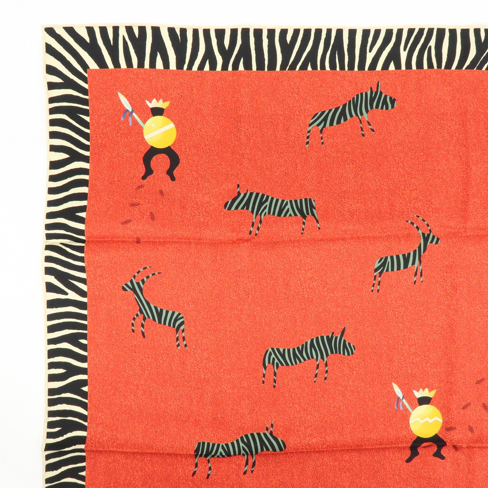 BVLGARI Silk 100% Scarf Zebra Print Red Black