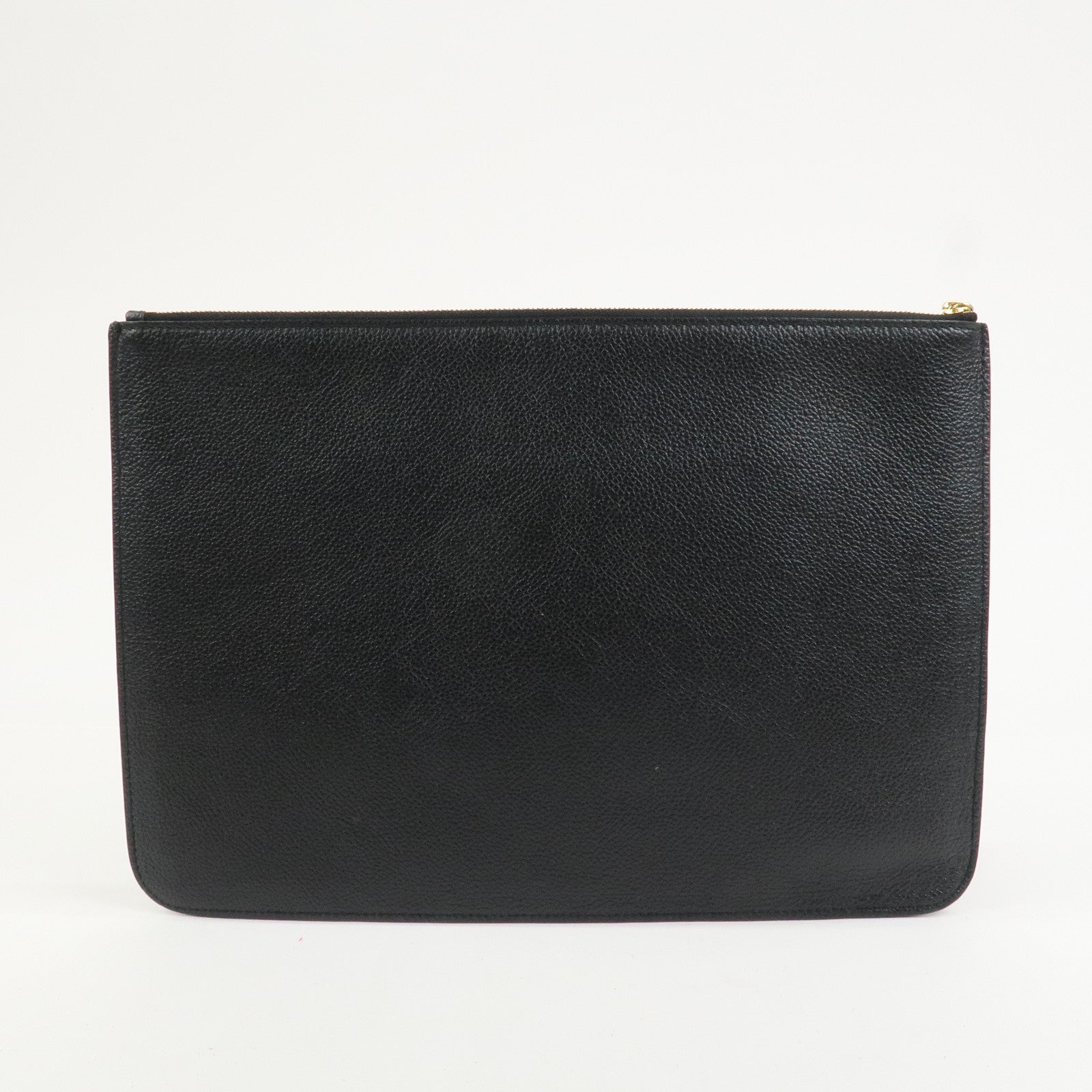 BALENCIAGA Everyday Leather Clutch Bag Flat Pouch Black 655605