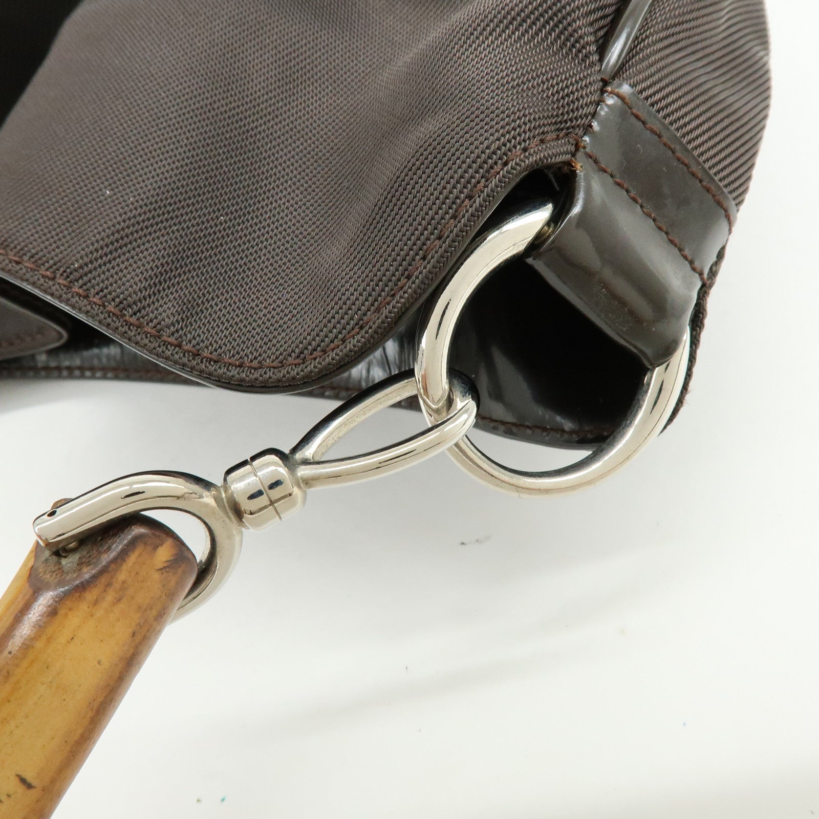GUCCI Bamboo Nylon Leather 2Way Bag Hand Bag Shoulder Bag 001・2852