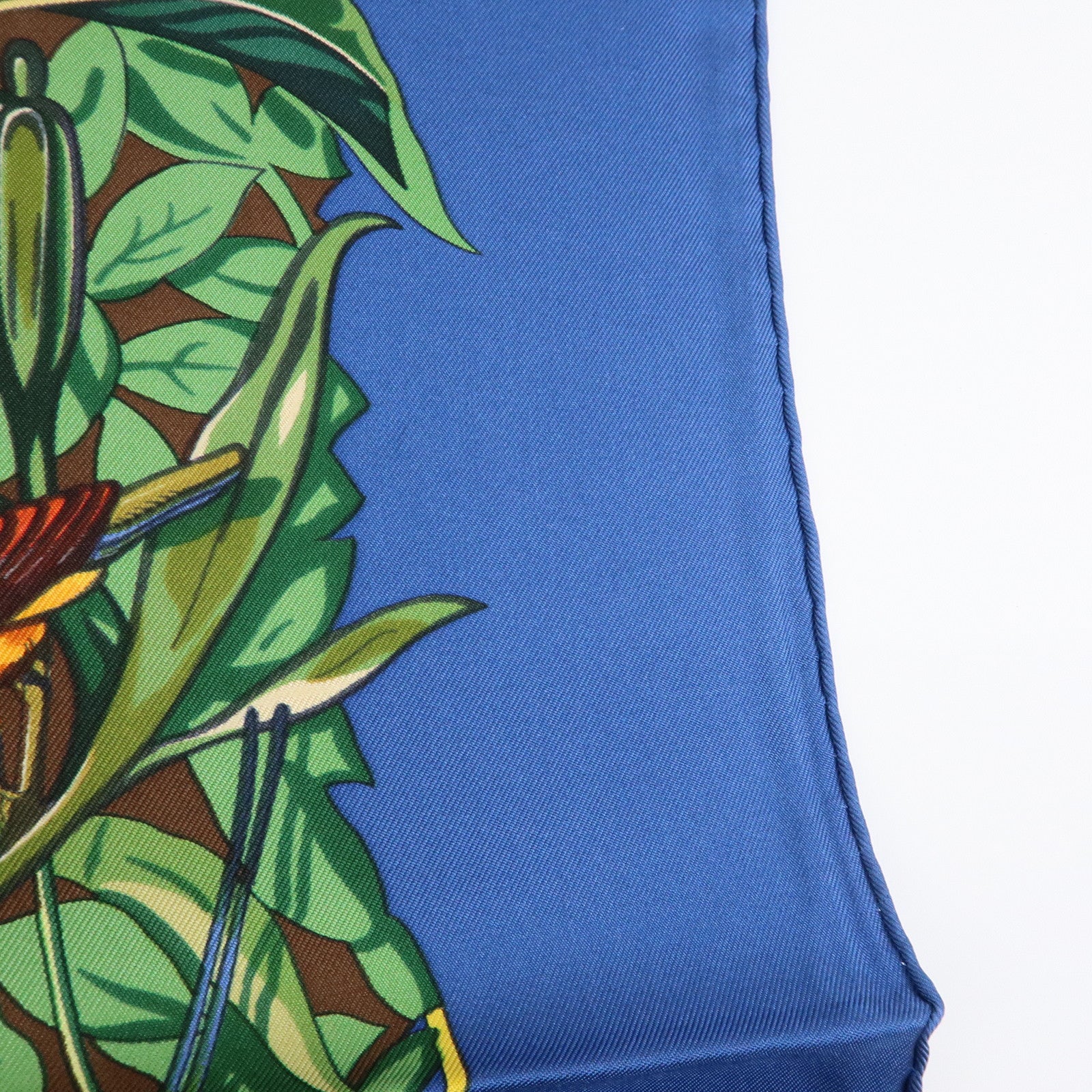 HERMES Carre 90 Silk 100% Scarf JUNGLE LOVE Navy Brown Green