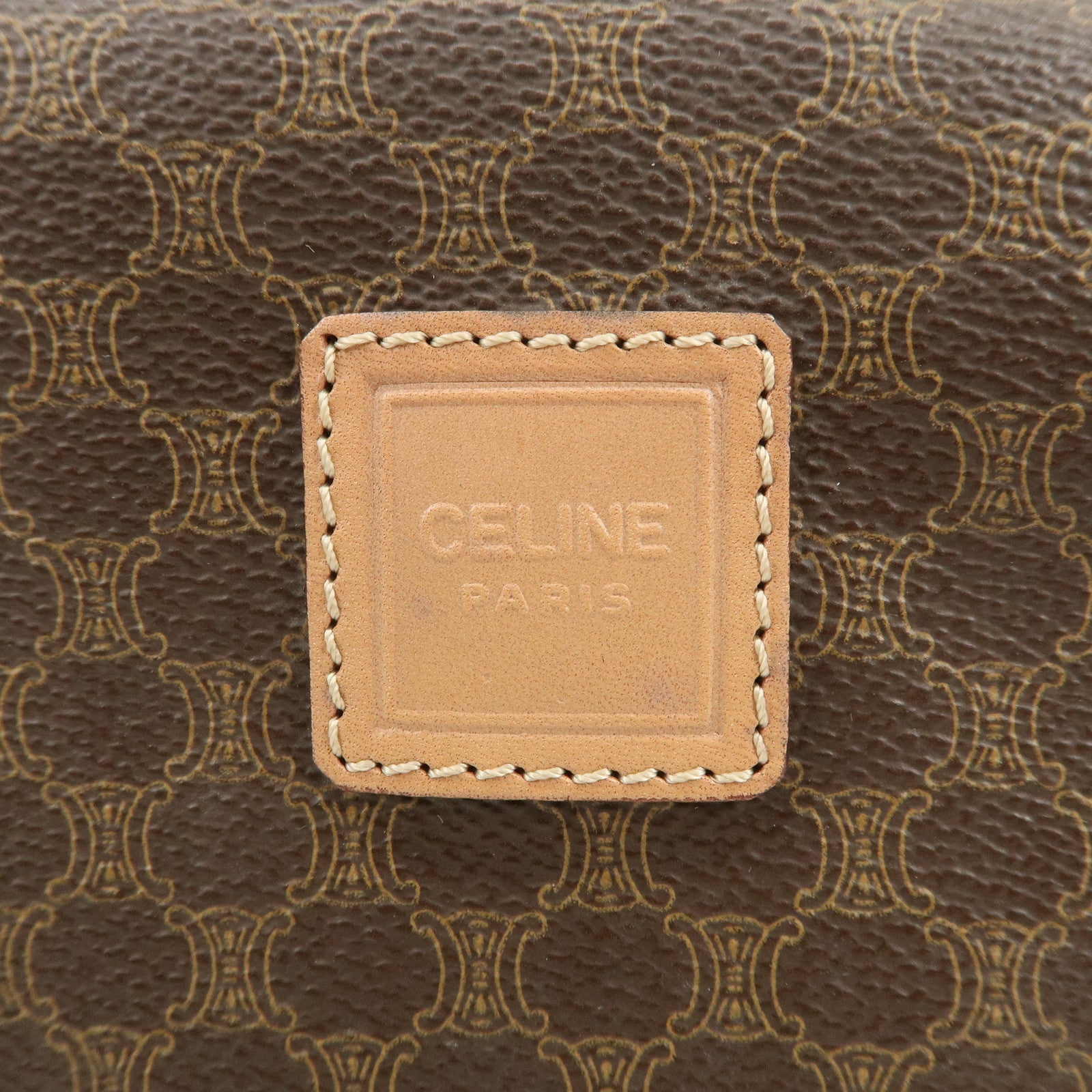 CELINE Macadam PVC Leather Pouch Cosmetic Pouch Brown