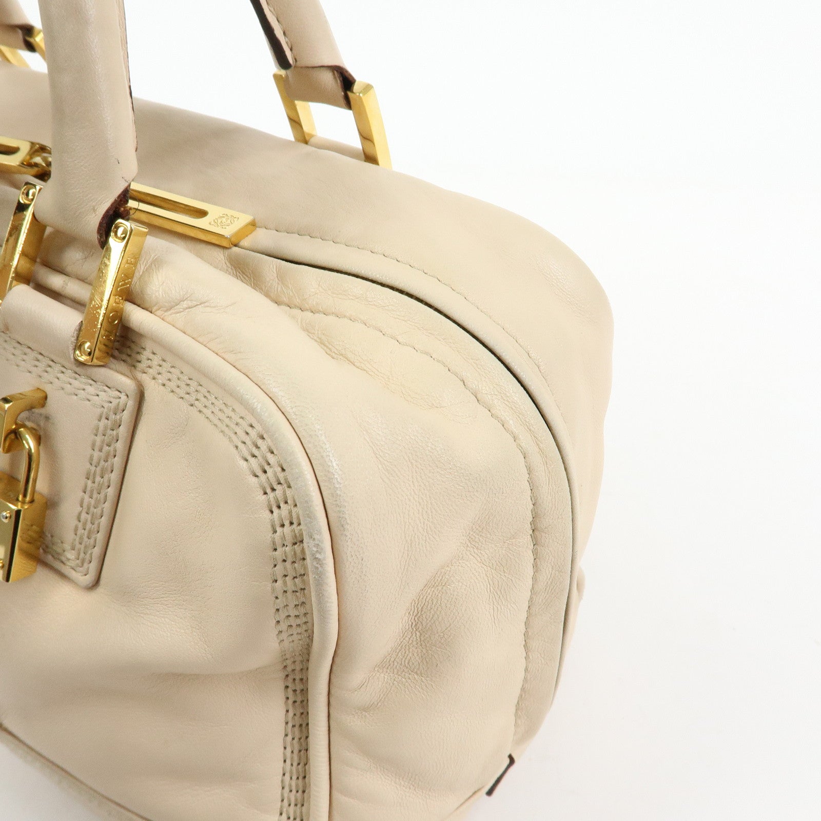 LOEWE Anagram Amazona 28 Nappa Leather Hand Bag Boston Bag Beige