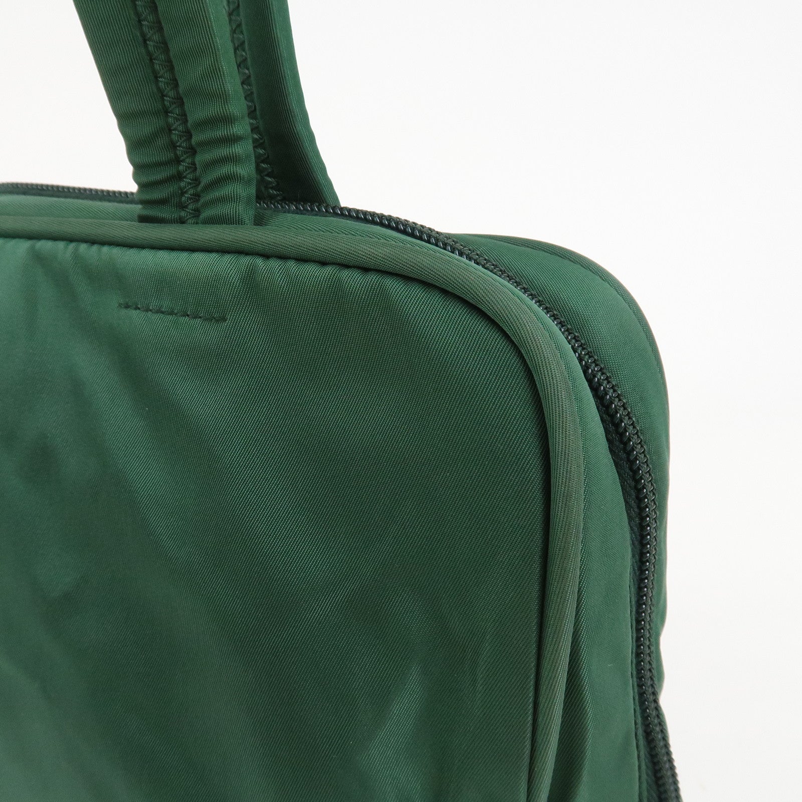 PRADA Triangle Logo Nylon Leather Tote Bag Shoulder Bag Green