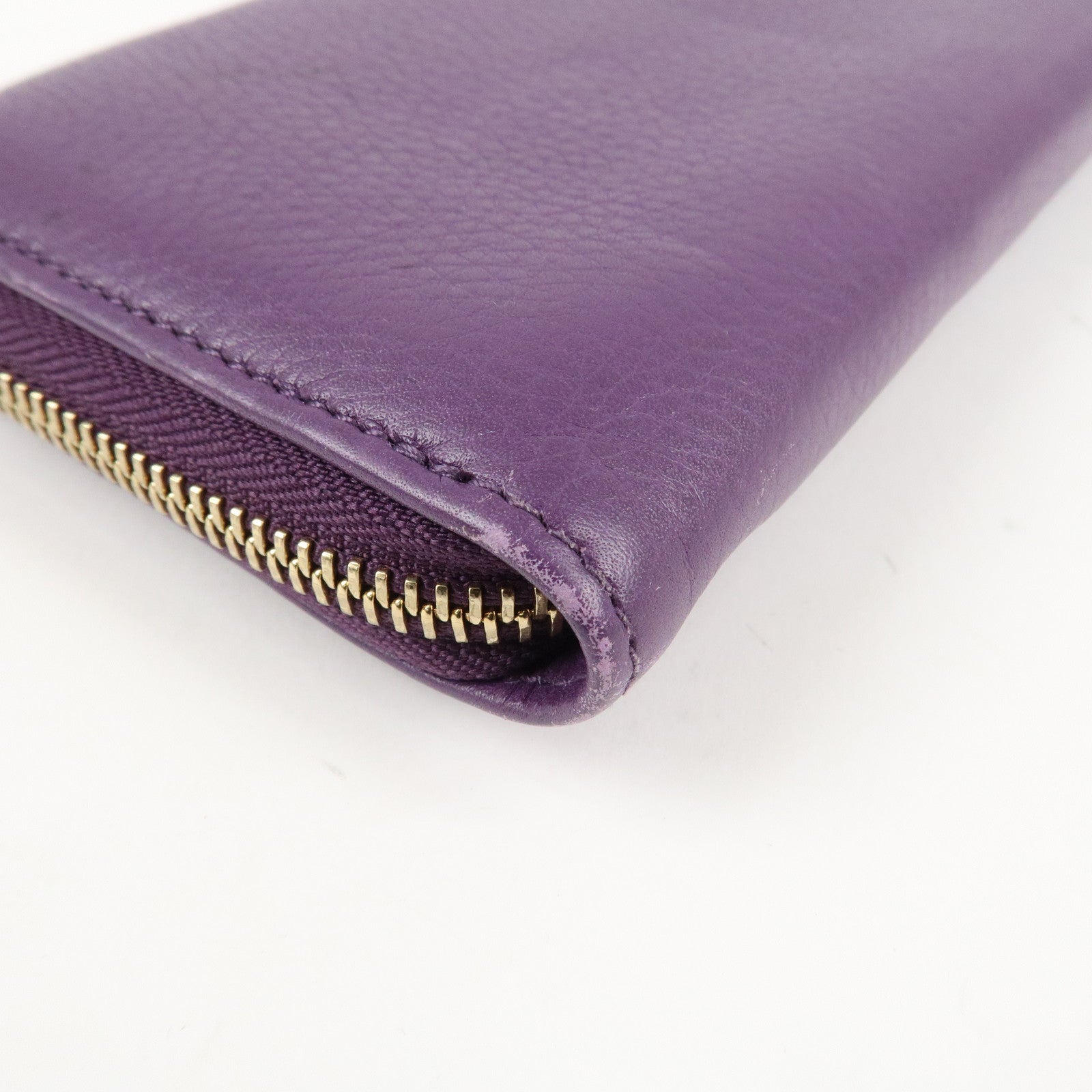 GUCCI SOHO Leather Zip Around Long Wallet Purple Used