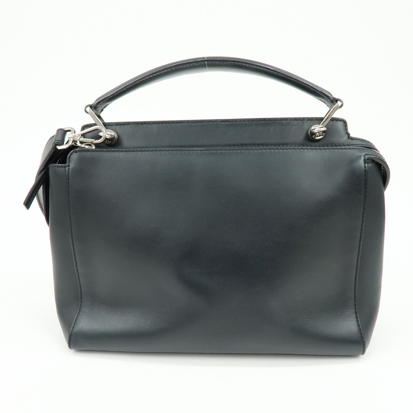 FENDI Dotcom Leather 2WAY Bag Hand Bag Shoulder Bag Black 8BN293