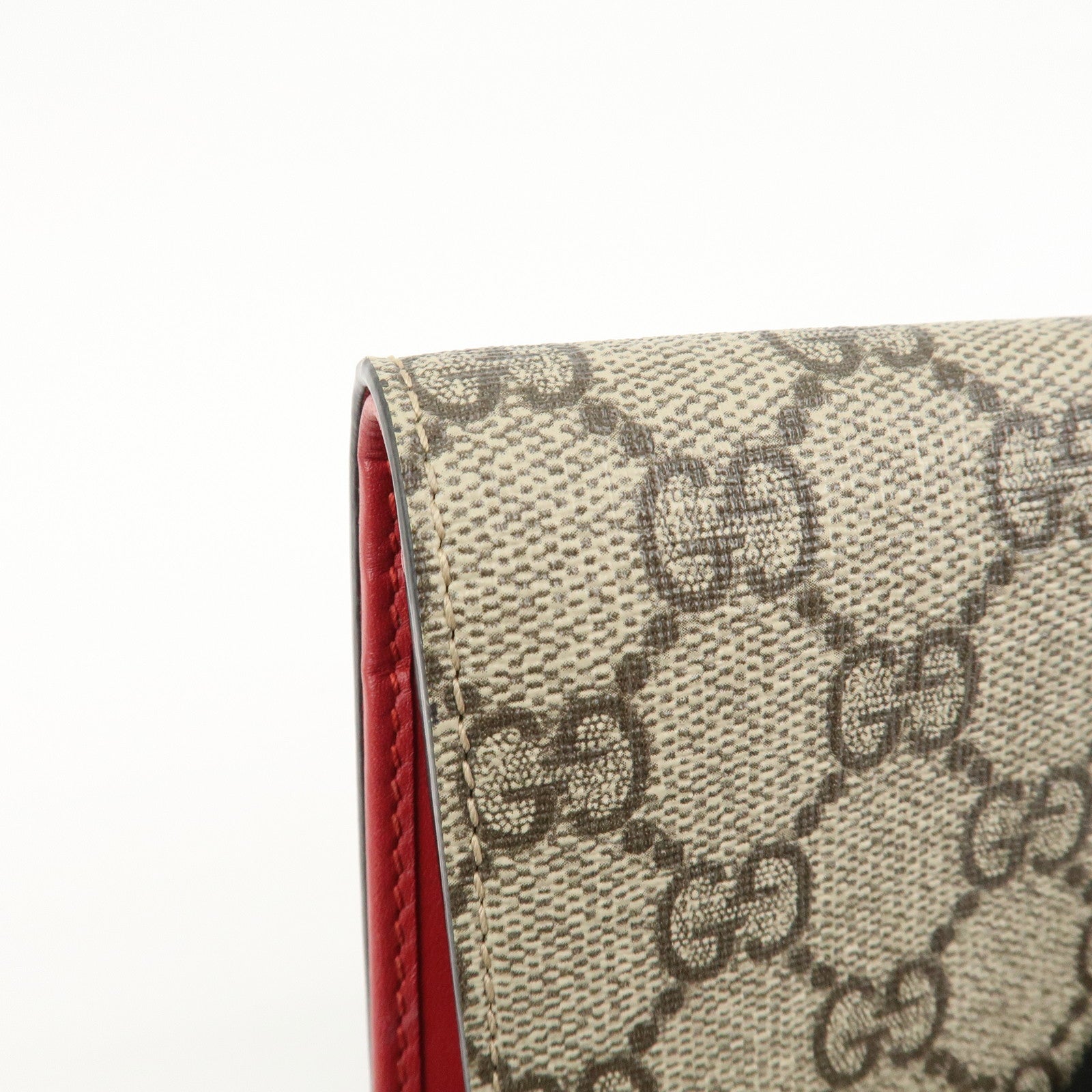 GUCCI Interlocking G GG Supreme Cherry Compact Wallet Beige 476050