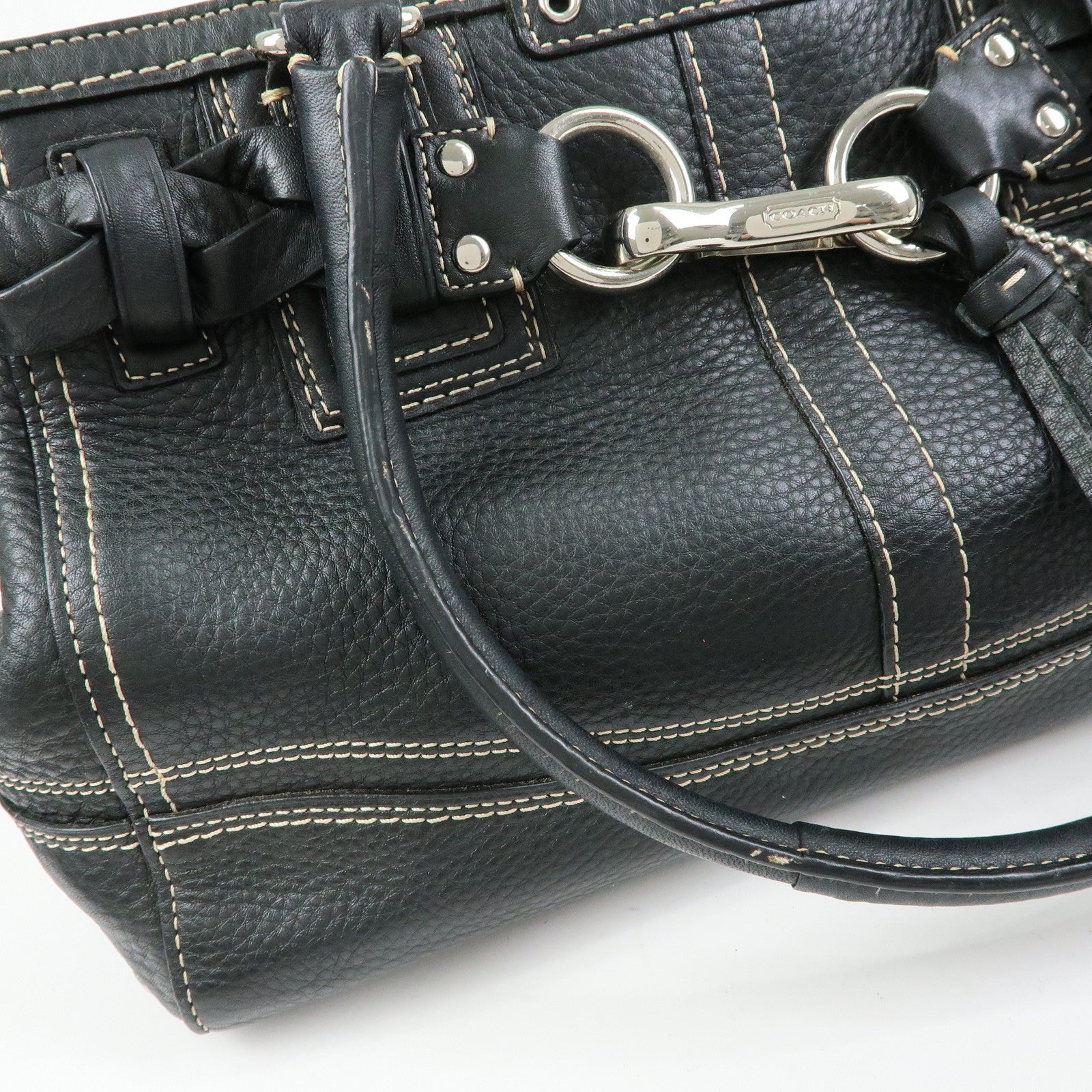 COACH Signature Set of 2 Canvas Leather Shoulder Bag Hand Bag Black